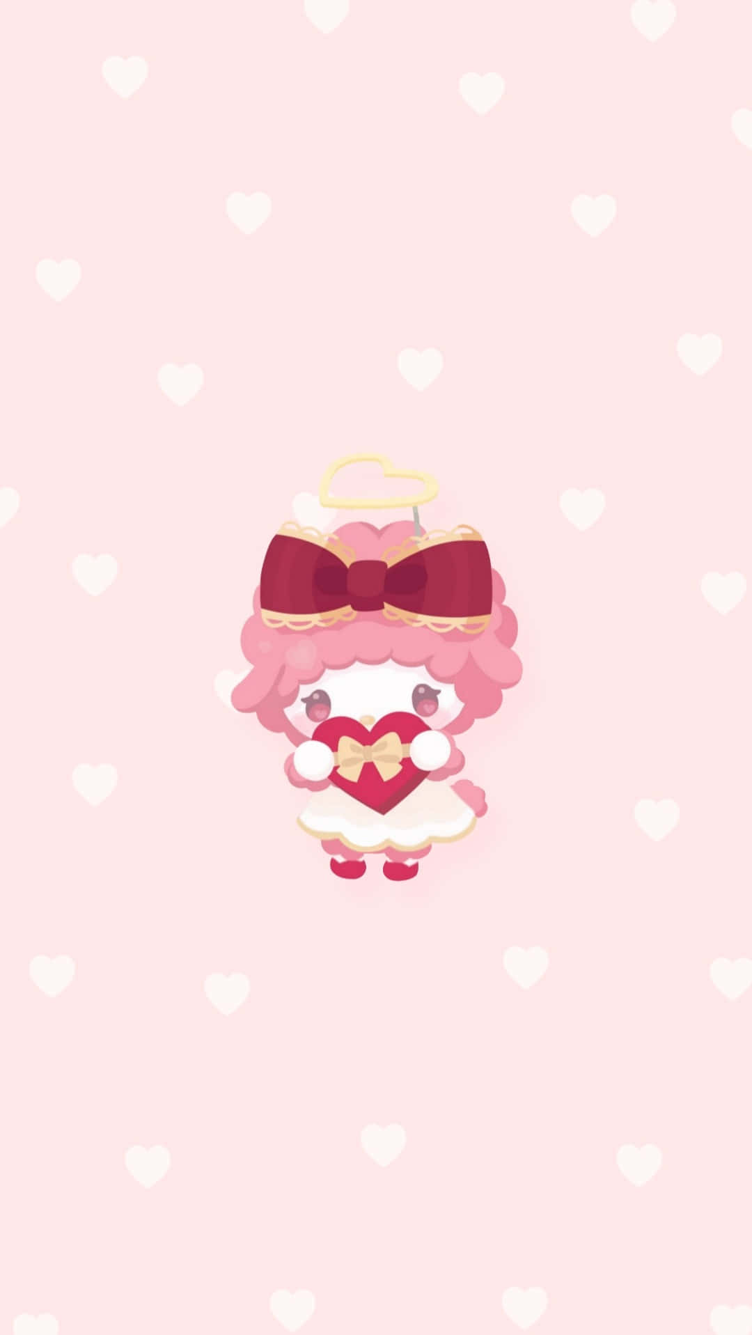 kawaii valentine, pink background, cute little girl, HD Phone Wallpaper