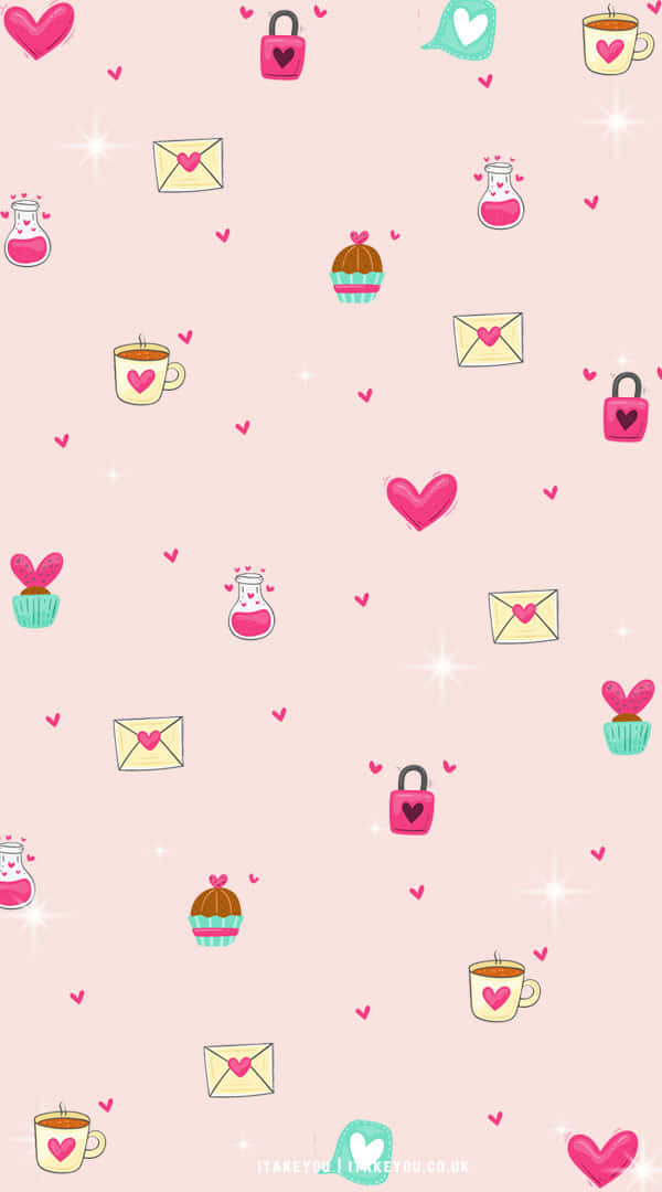 Kawaii Valentine, pastel pink, hearts, SD Phone Wallpaper