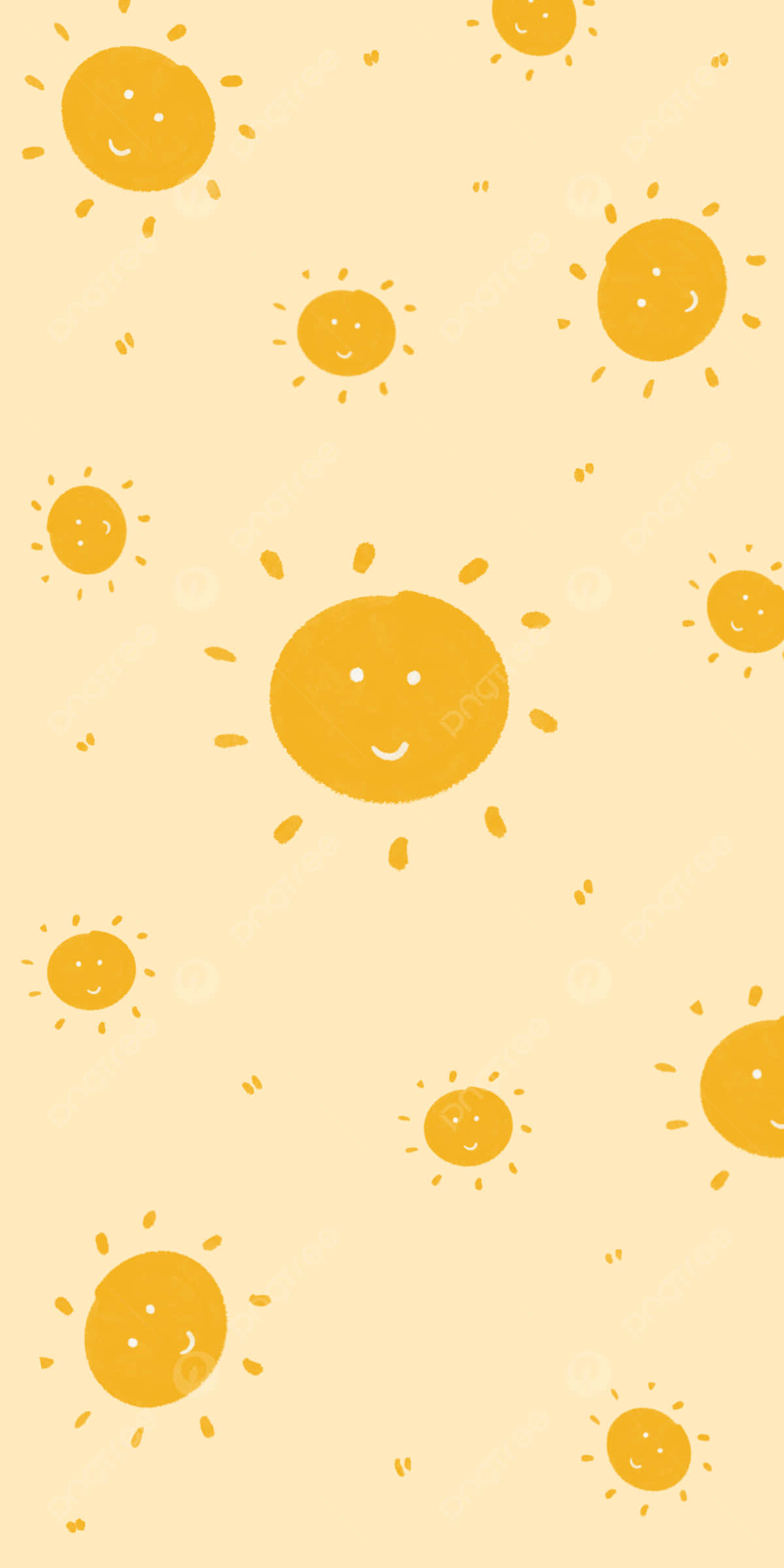 Kawaii Yellow, smiling yellow suns, rays, Full HD Phone Wallpaper