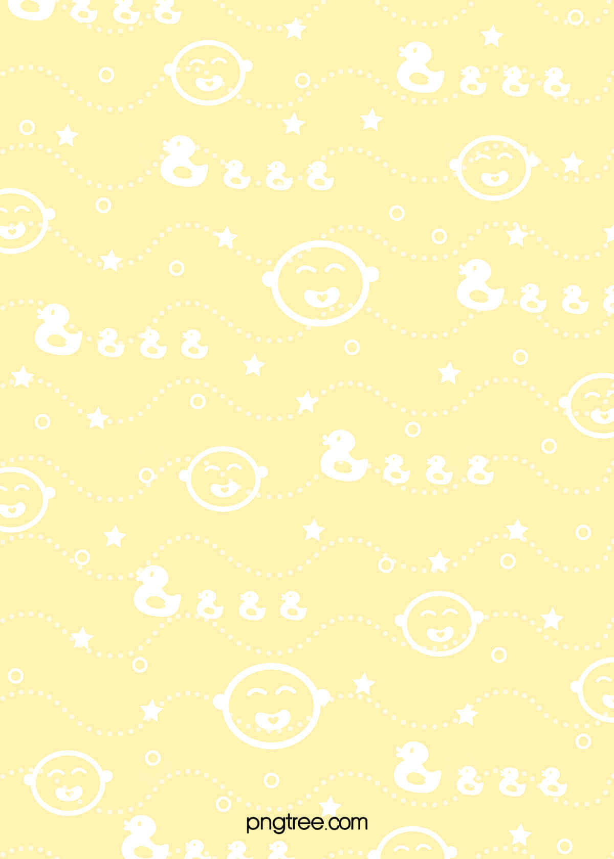 kawaii yellow, yellow wallpaper pattern, white smiling baby faces, HD Phone Wallpaper