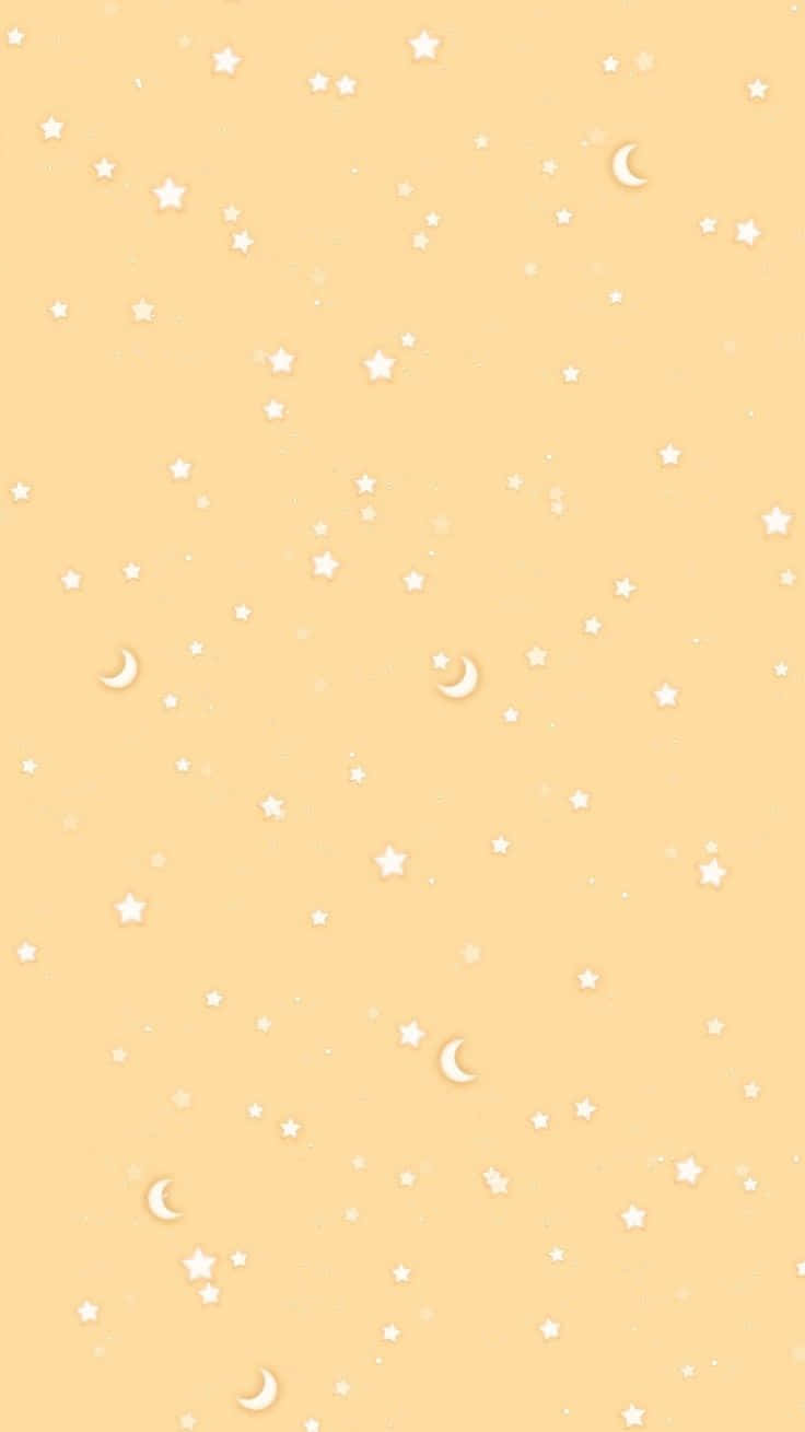 Kawaii Yellow, soft yellow, white stars, HD Phone Wallpaper