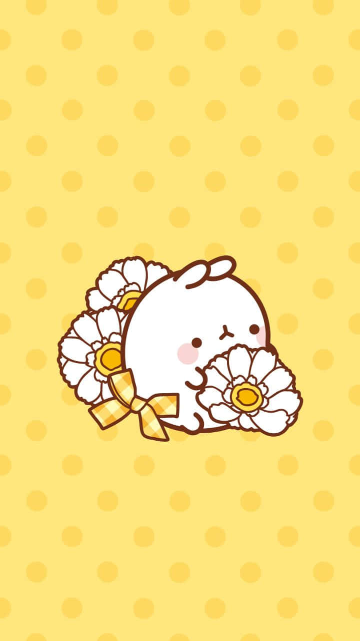 kawaii yellow, white bunny, daisies, HD Phone Wallpaper