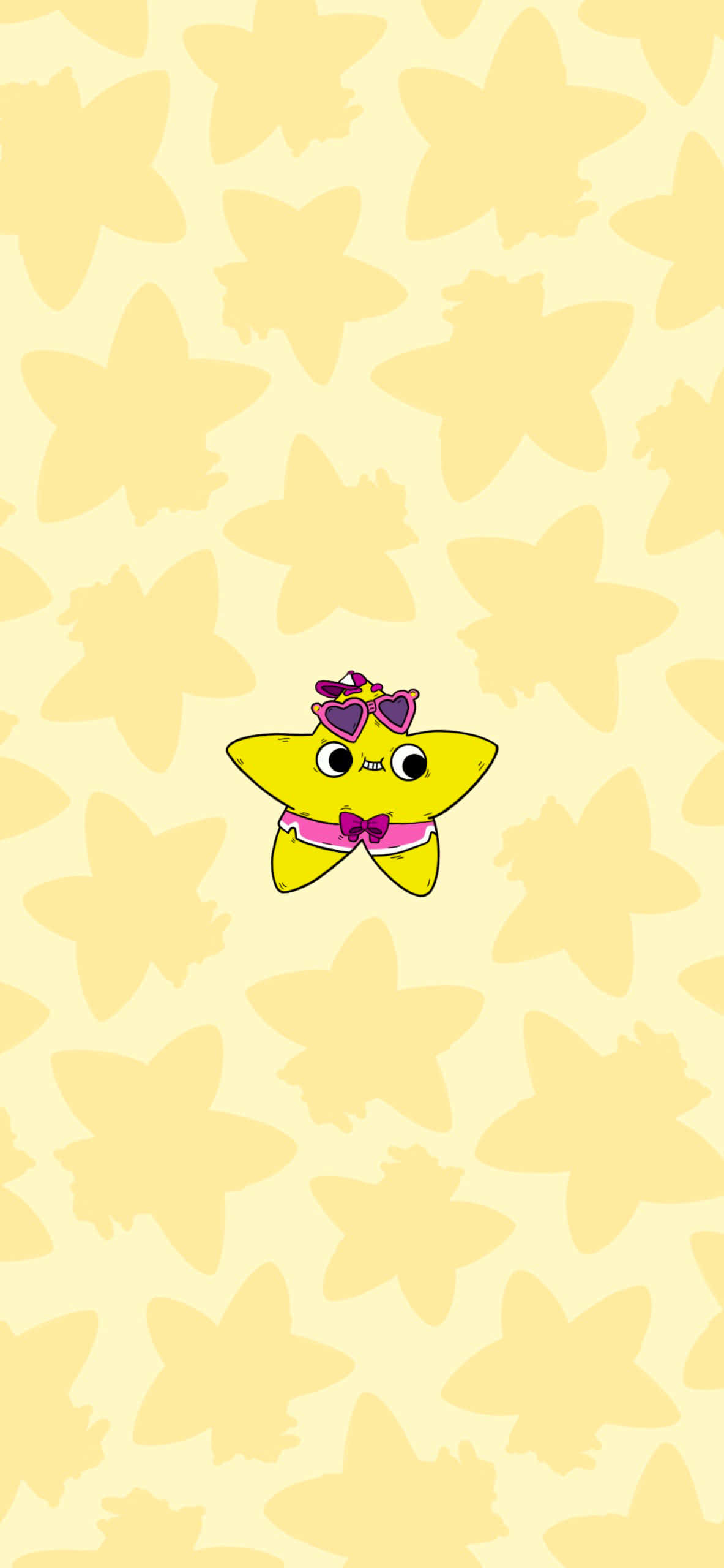 Kawaii Yellow, yellow cartoon star, pink sunglasses, 2K Phone Wallpaper
