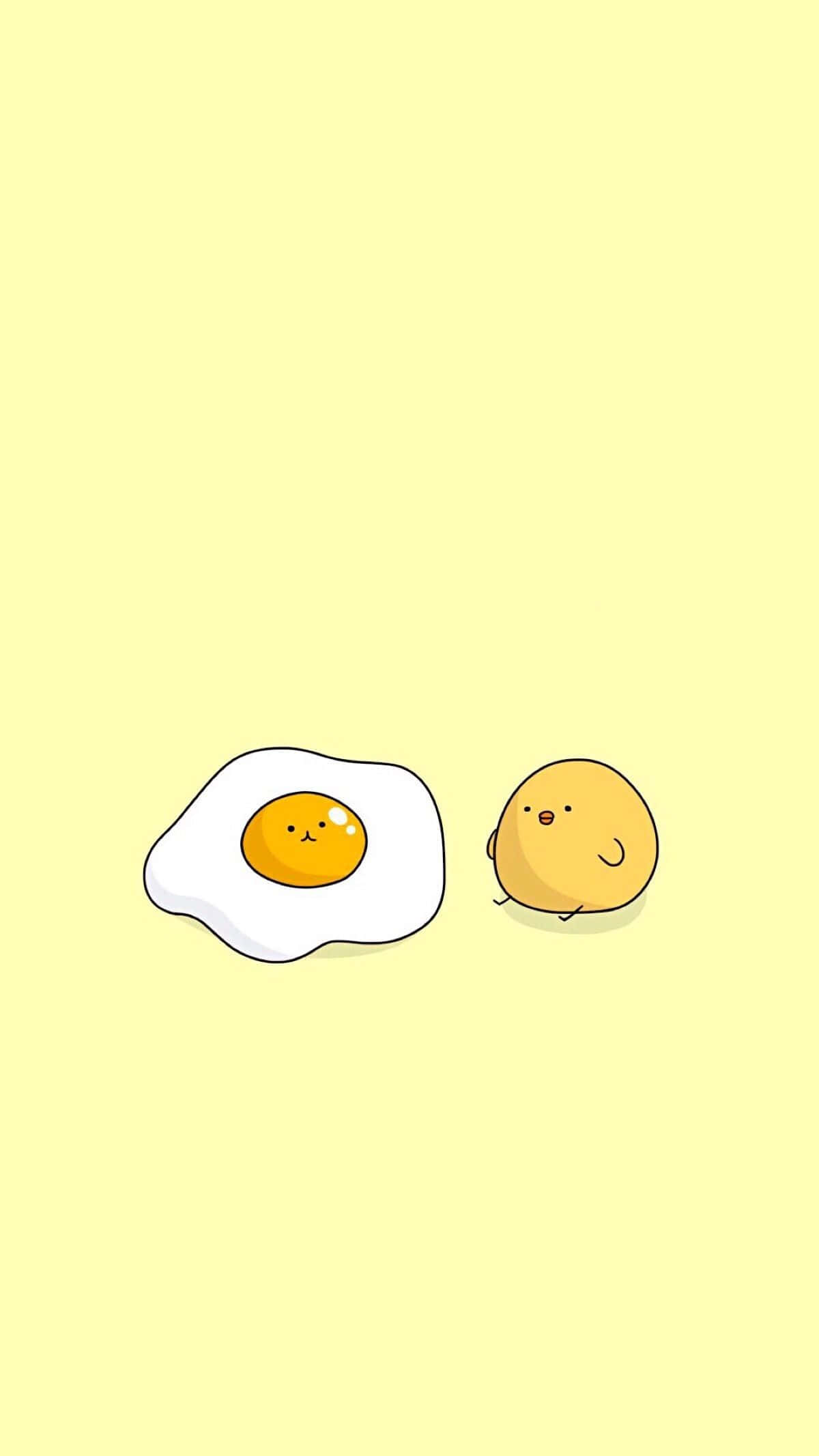 kawaii yellow, fried egg, round yellow creature, Full HD Phone Wallpaper