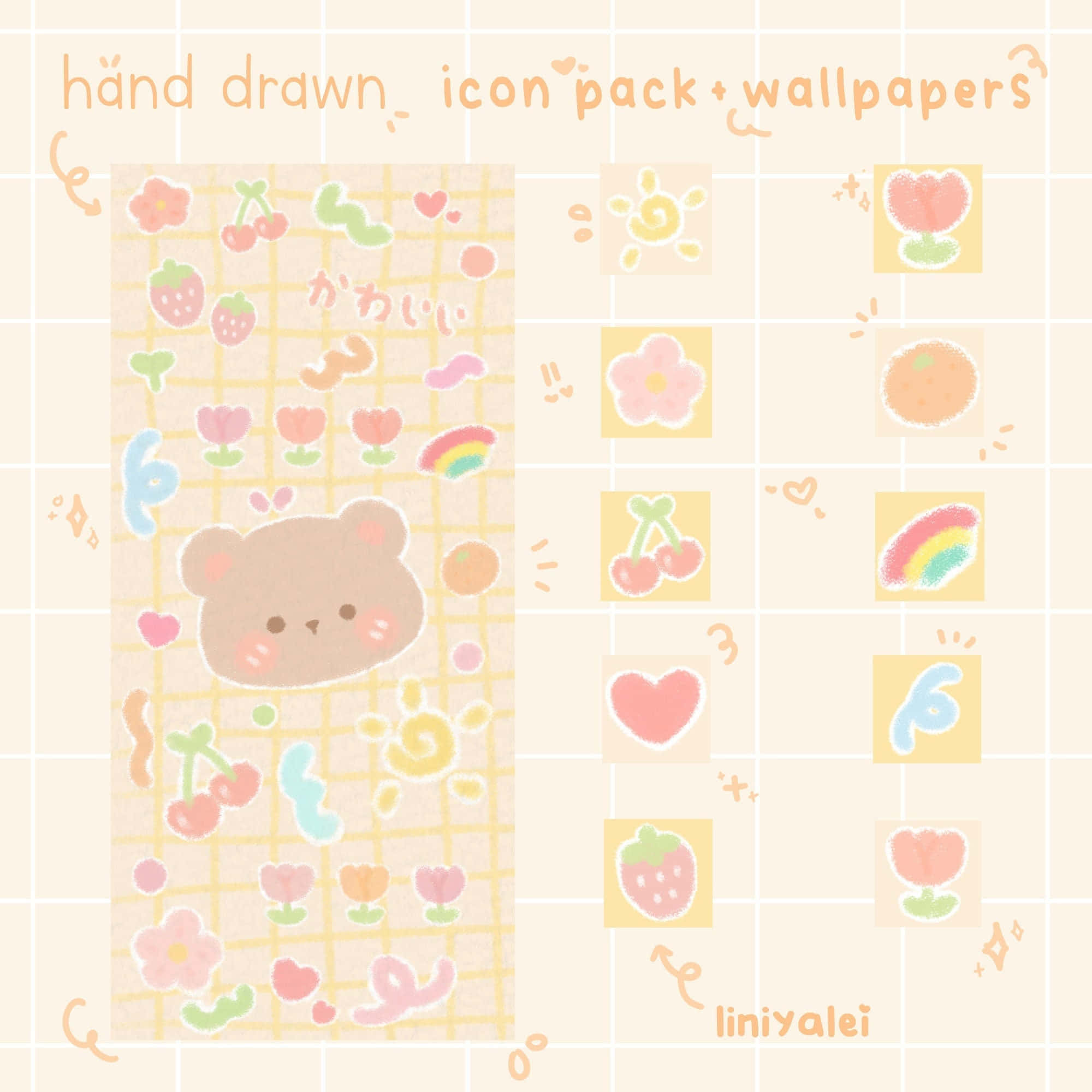 Kawaii Yellow, pastel-colored, cute bear, Full HD Desktop Wallpaper
