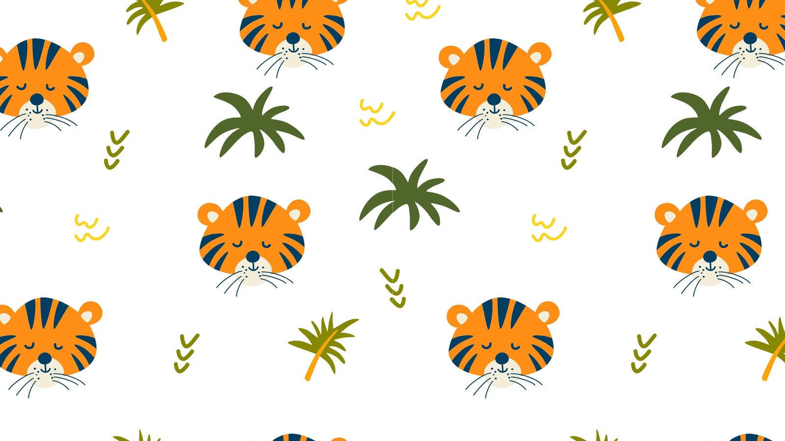 Kawaii Aesthetic Tiger Computer, cartoon tiger, closed eyes, HD Desktop Wallpaper