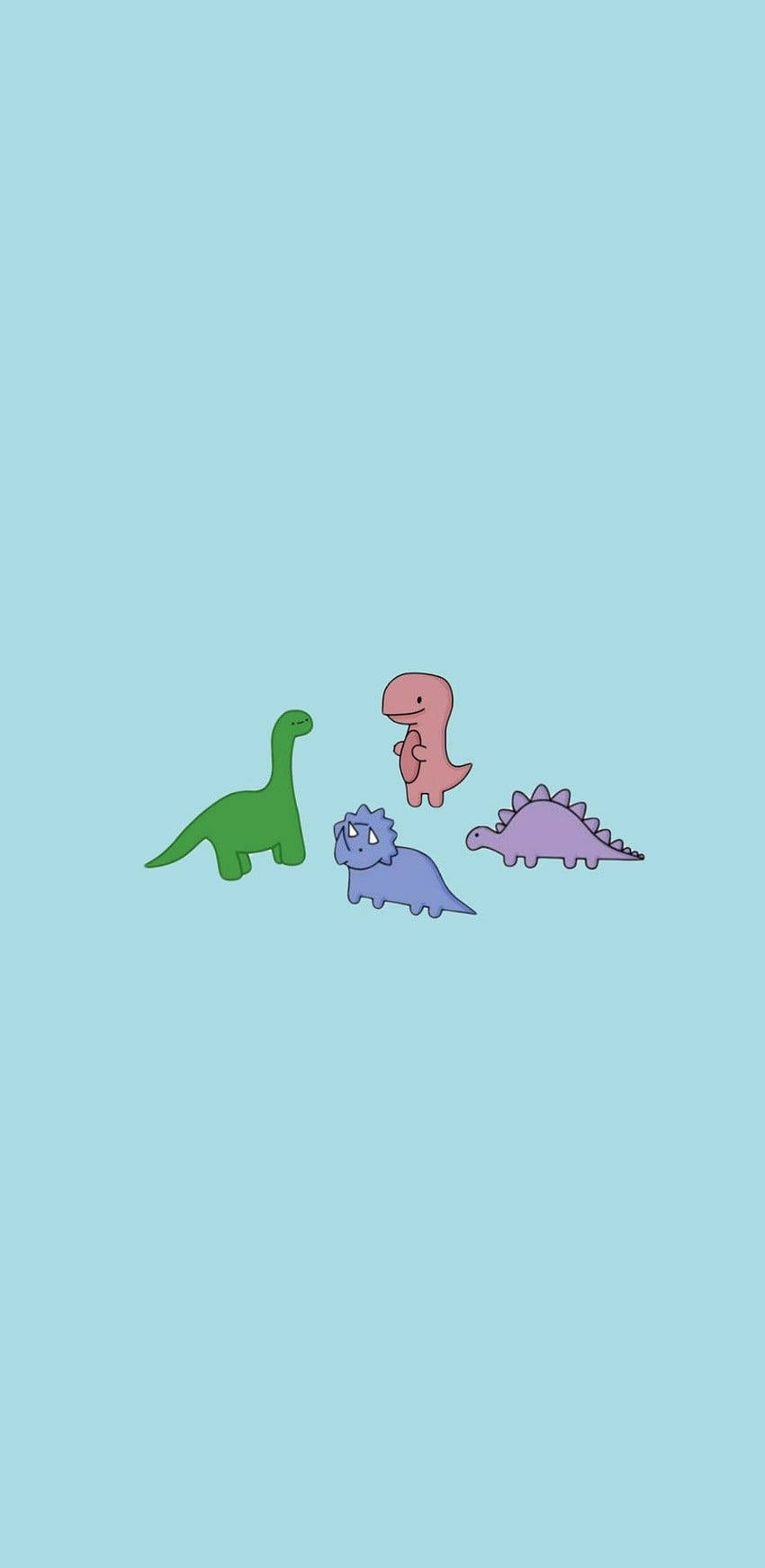Four Small Colorful Dino Kawaii iPhone, cute cartoon dinosaurs, pastel colors, HD Phone Wallpaper