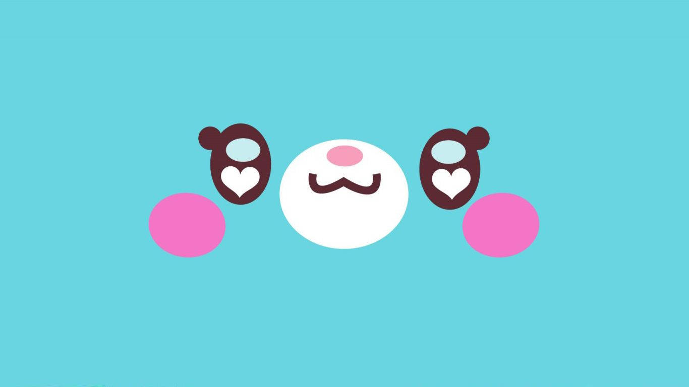 light blue, kawaii, cartoon animal face, HD Desktop Wallpaper