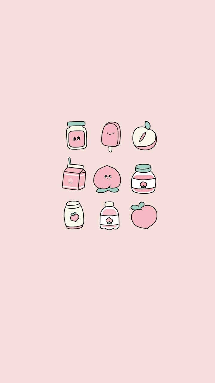 peach-themed, soft pink background, cute, HD Phone Wallpaper