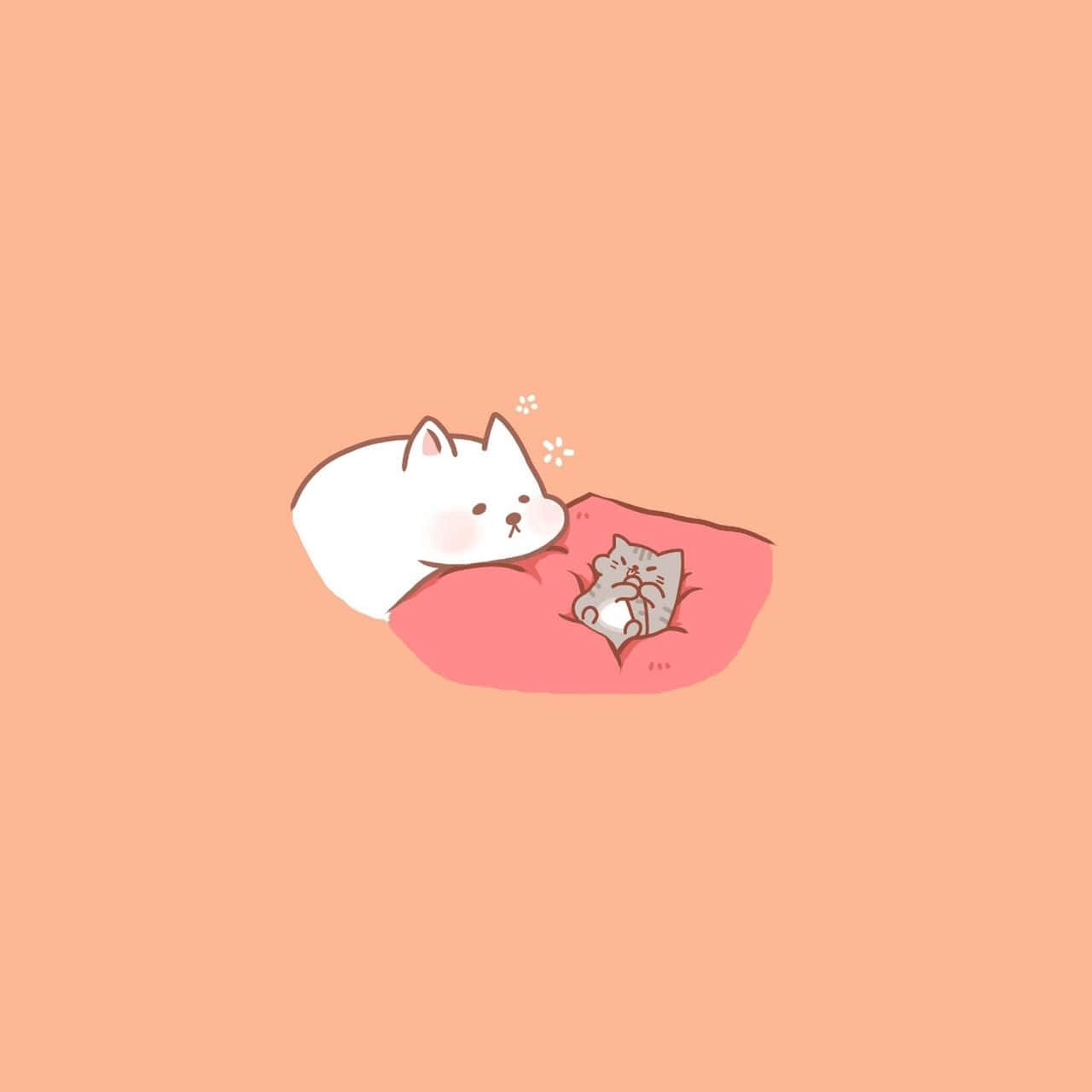 cute kawaii plush iPad, white cat, gray kitten, HD Desktop Wallpaper