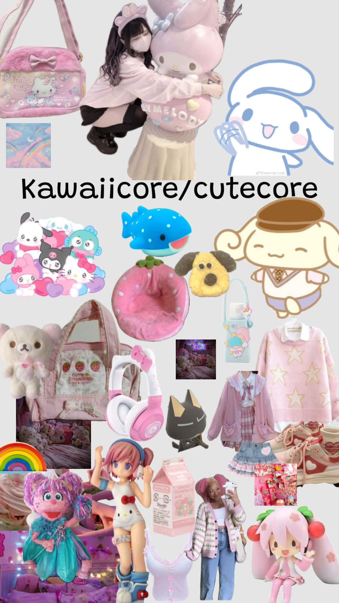 kawaiicore aesthetic, kawaii merchandise, pink plushies, Full HD Phone Wallpaper