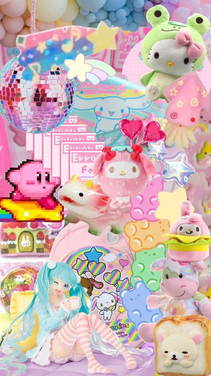 kawaii collage fantasy, pink, pastel, HD Phone Wallpaper