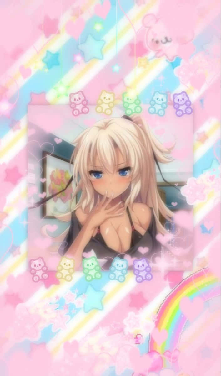kawaii anime girl, blonde anime girl, blue eyes, SD Phone Wallpaper