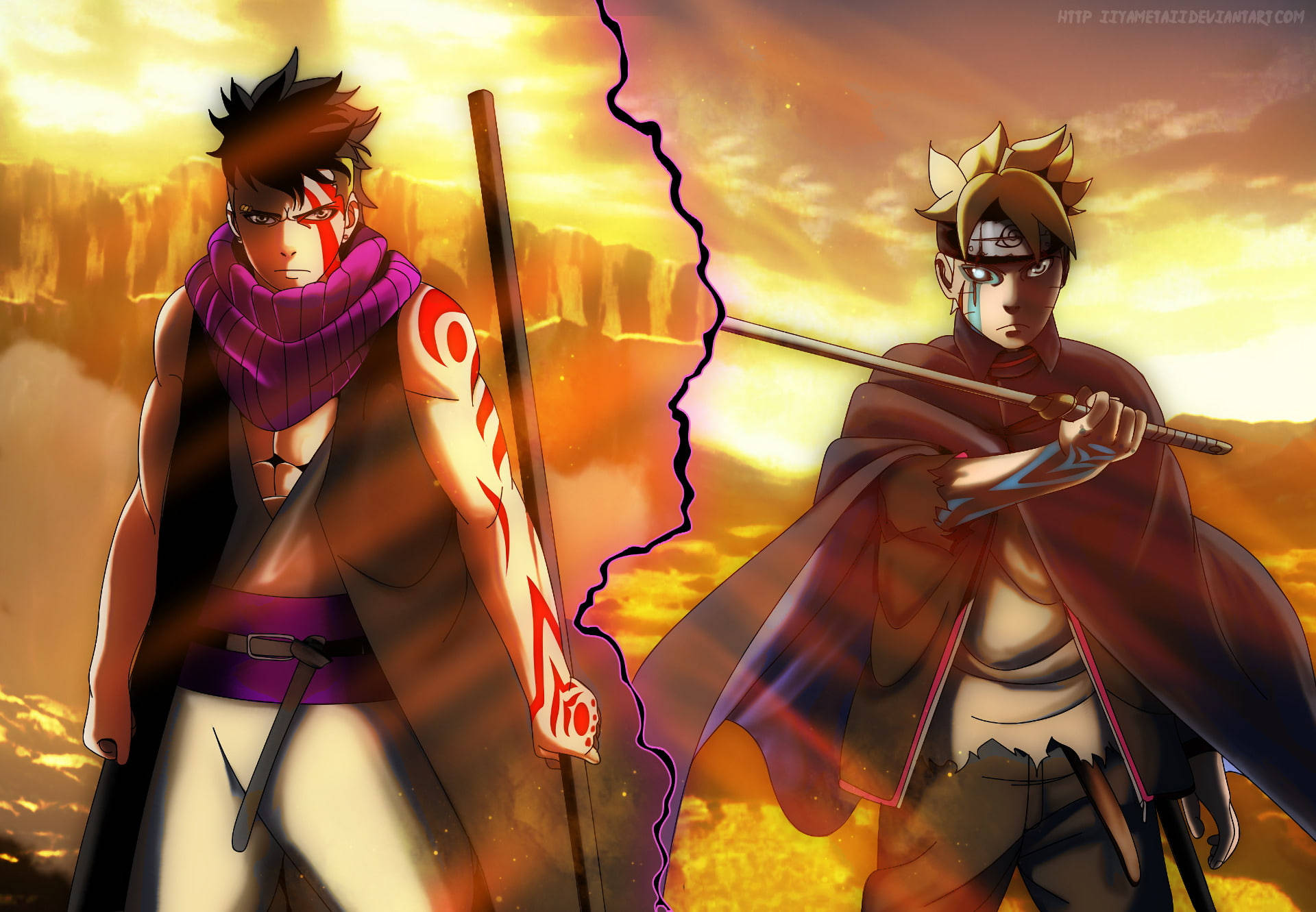 Kawaki, Boruto, fiery sunset, Full HD Desktop Wallpaper