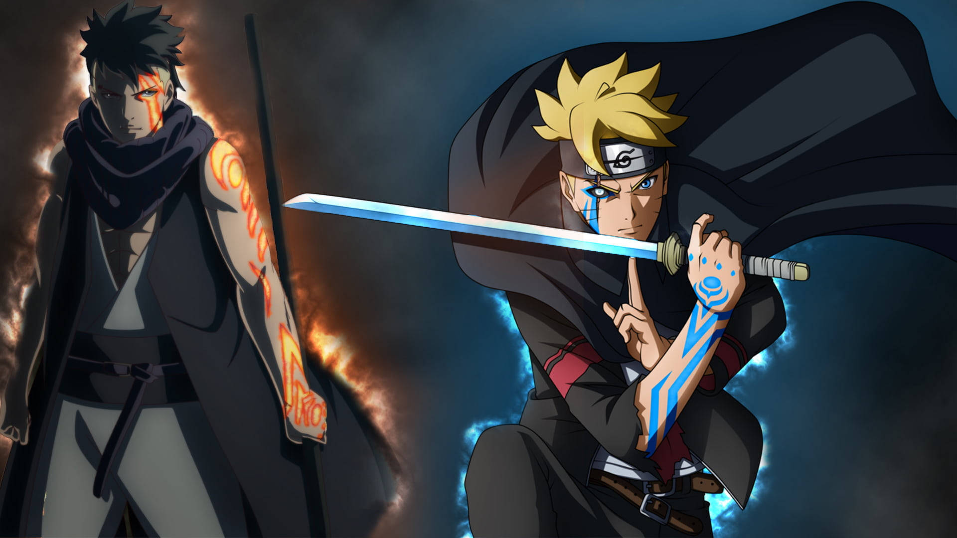 Kawaki, Boruto, fiery orange chakra, Full HD Desktop Wallpaper