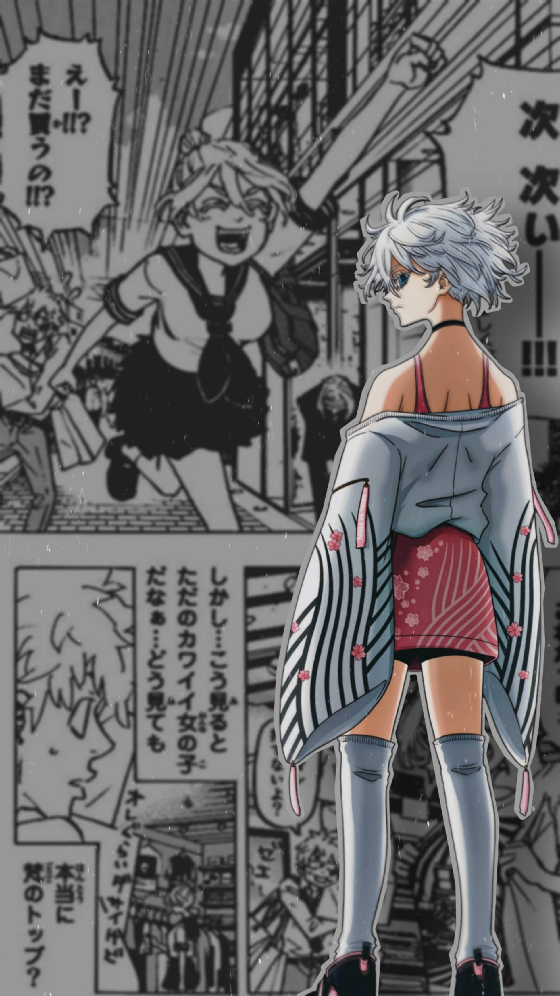 Kawaragi Senju, silver-haired anime girl, kimono, 2K Phone Wallpaper