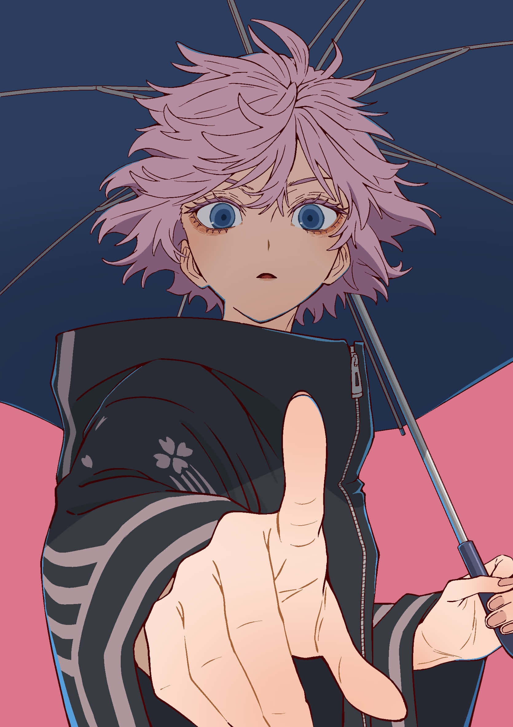 Kawaragi Senju, pink-haired anime character, blue eyes, Full HD Phone Wallpaper