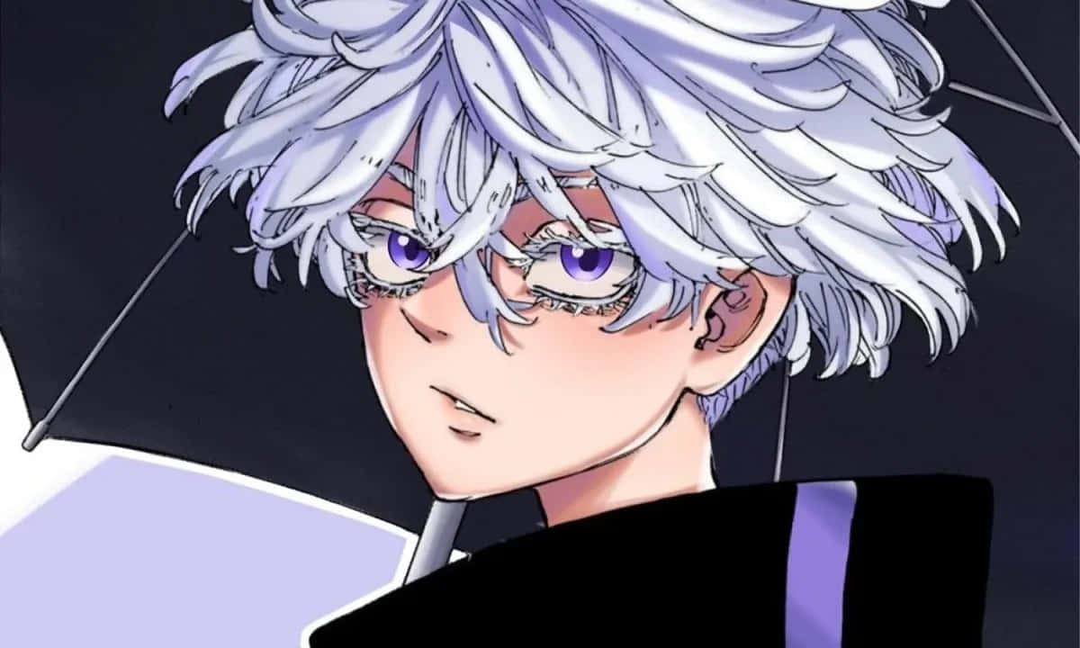 Kawaragi Senju, spiky silver hair, purple eyes, SD Desktop Wallpaper