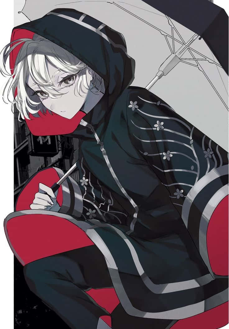 Kawaragi Senju, silver-haired, black hooded coat, SD Phone Wallpaper