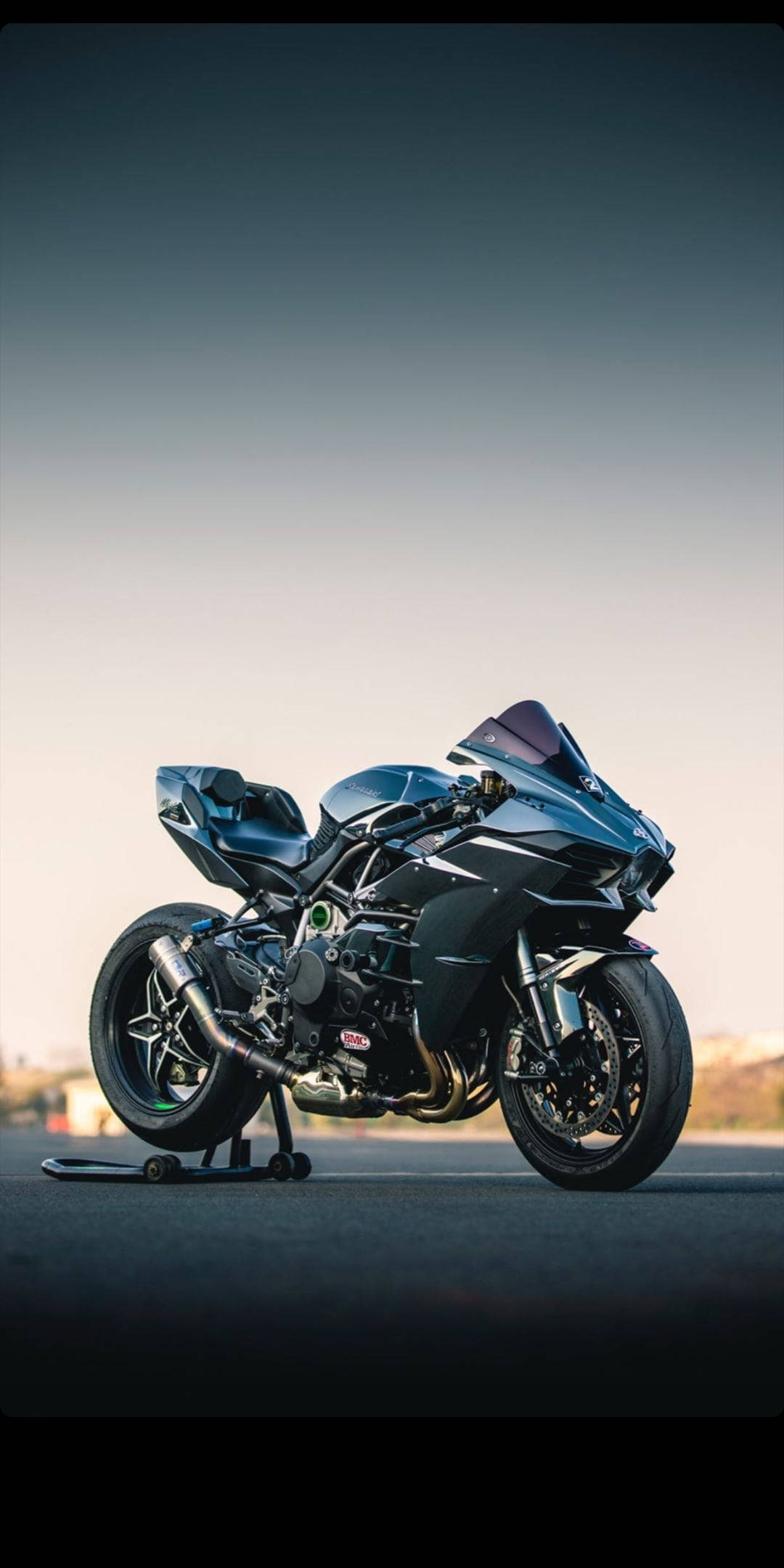 Kawasaki H2r, sleek black, sport motorcycle, Full HD Phone Wallpaper