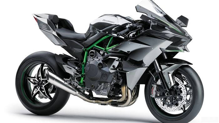 Kawasaki H2r, silver, green, SD Desktop Wallpaper
