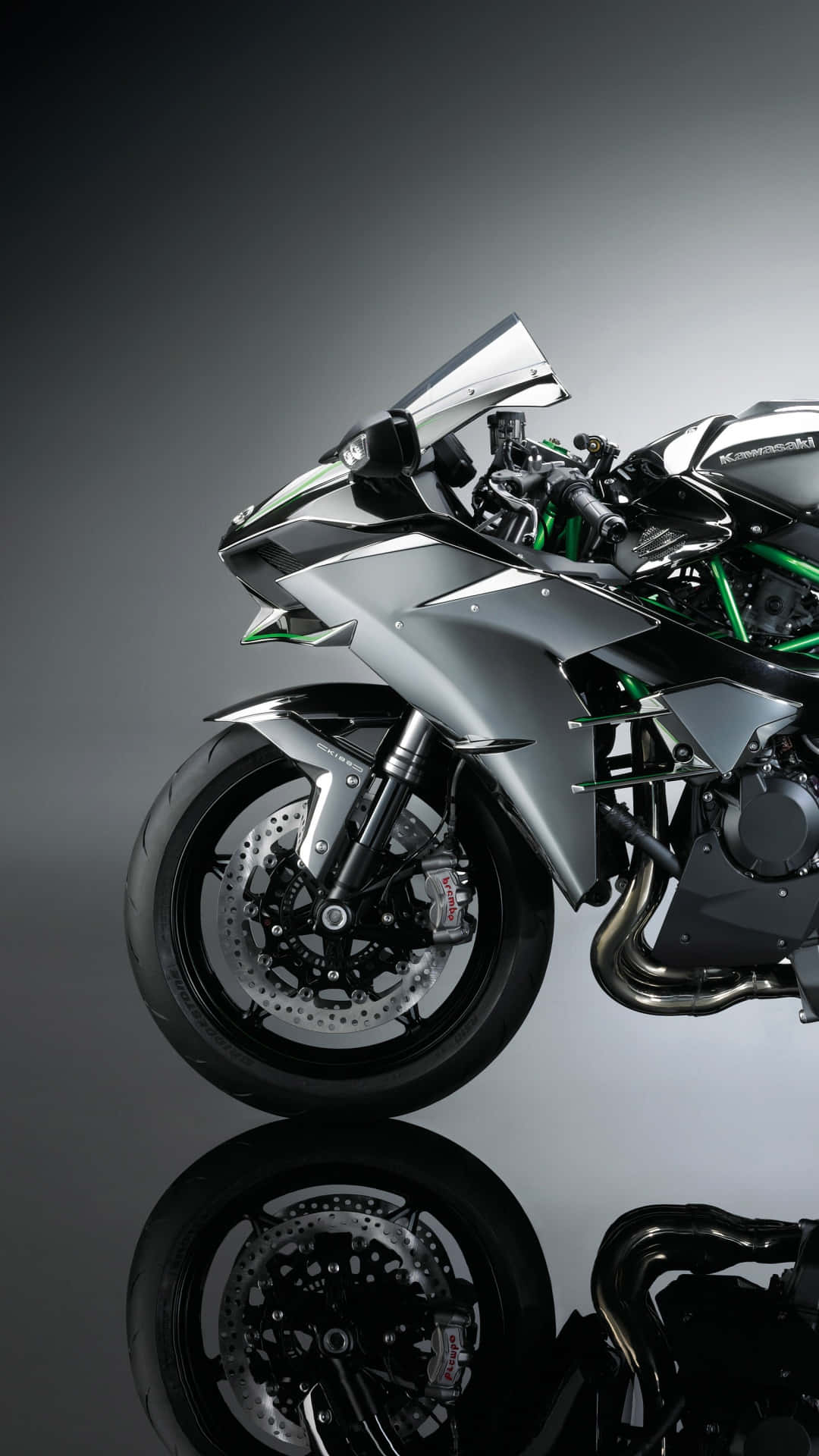 Kawasaki, silver, green, Full HD Phone Wallpaper
