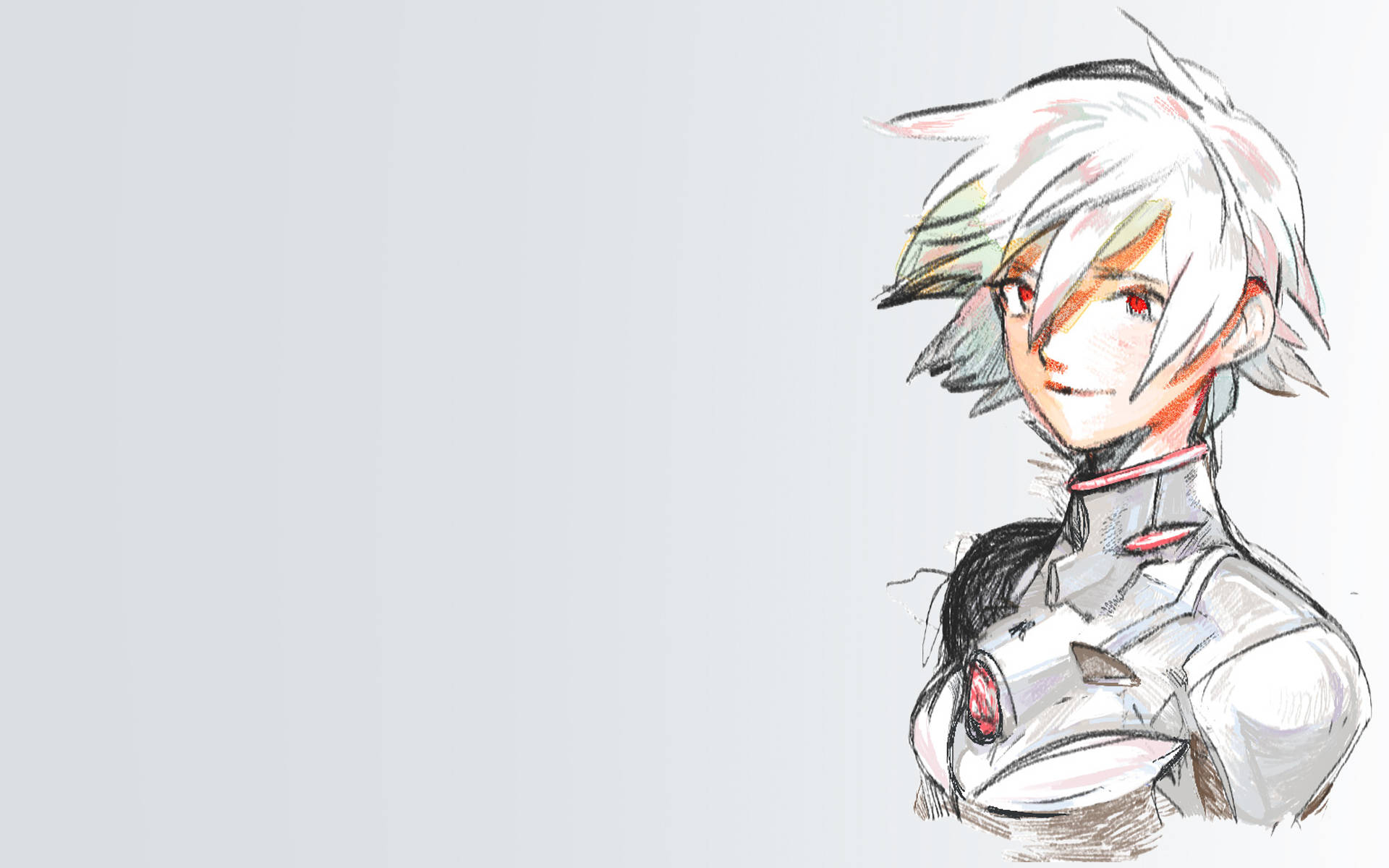 Kaworu Nagisa, white hair, red eyes, Full HD Desktop Wallpaper