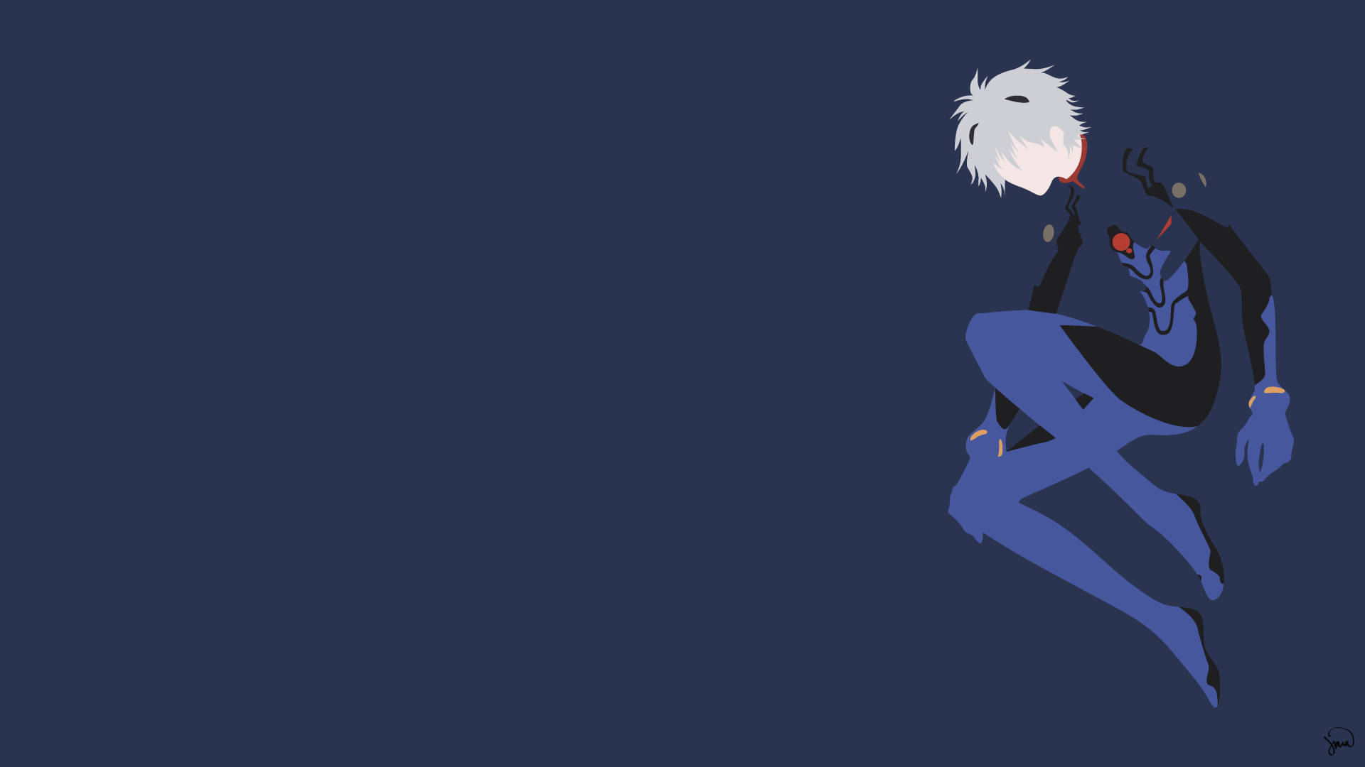 Kaworu Nagisa, white hair, blue suit, Full HD Desktop Wallpaper