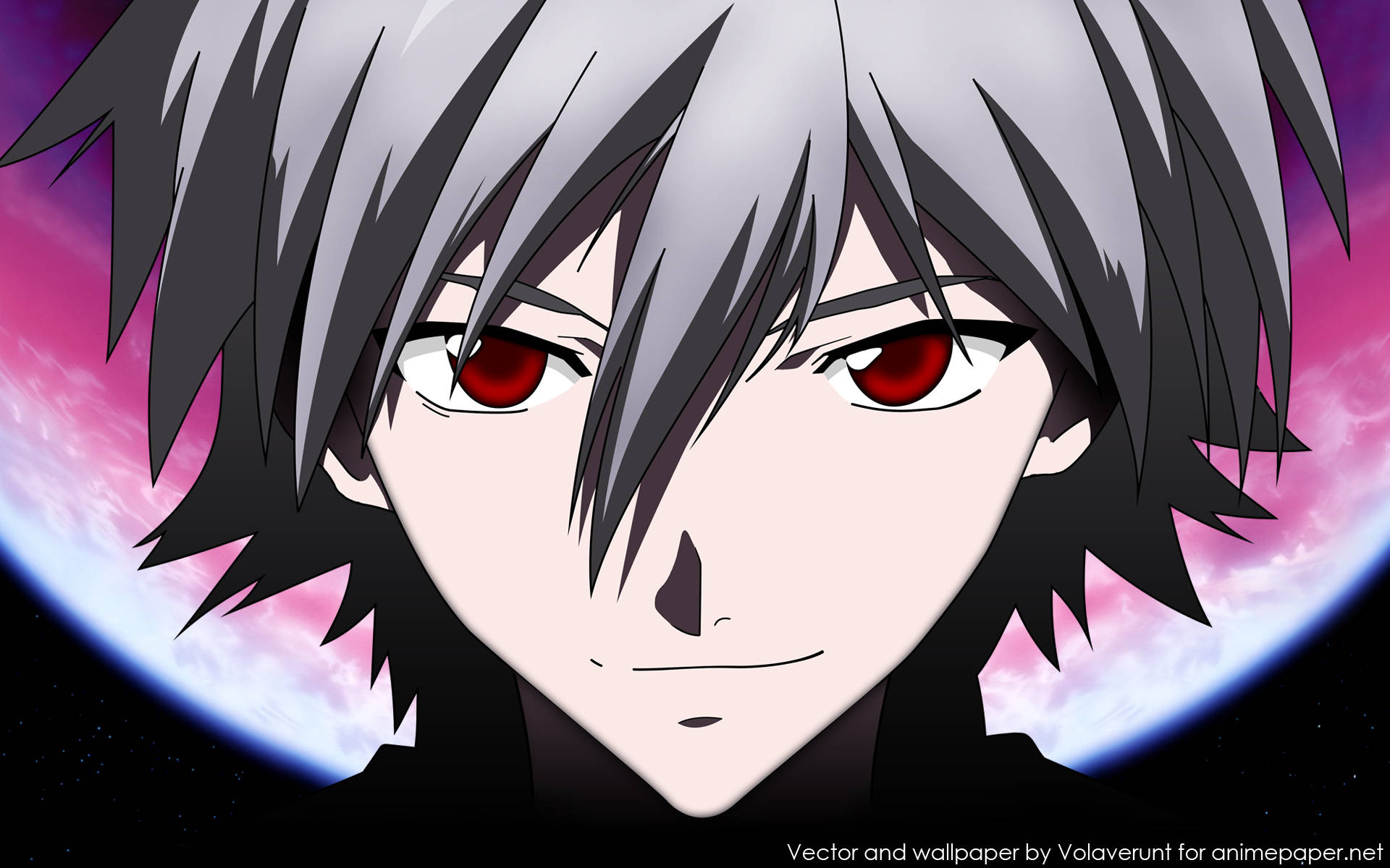 Kaworu Nagisa, silver hair, red eyes, Full HD Desktop Wallpaper