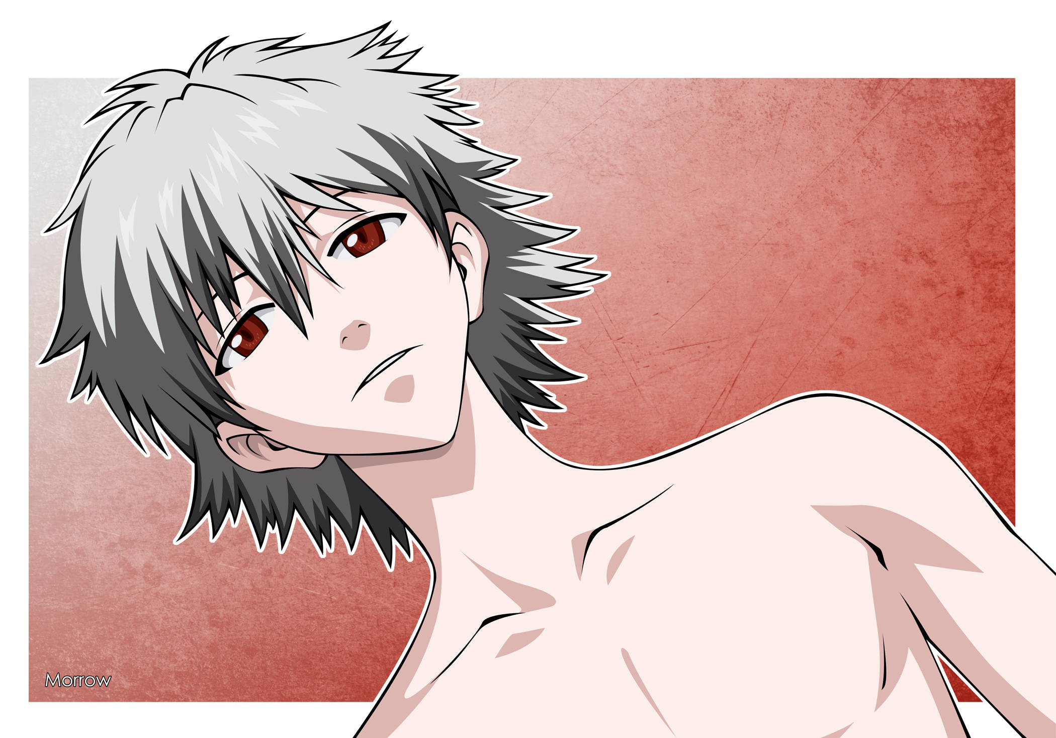 Kaworu Nagisa, spiky silver hair, red eyes, Full HD Desktop Wallpaper