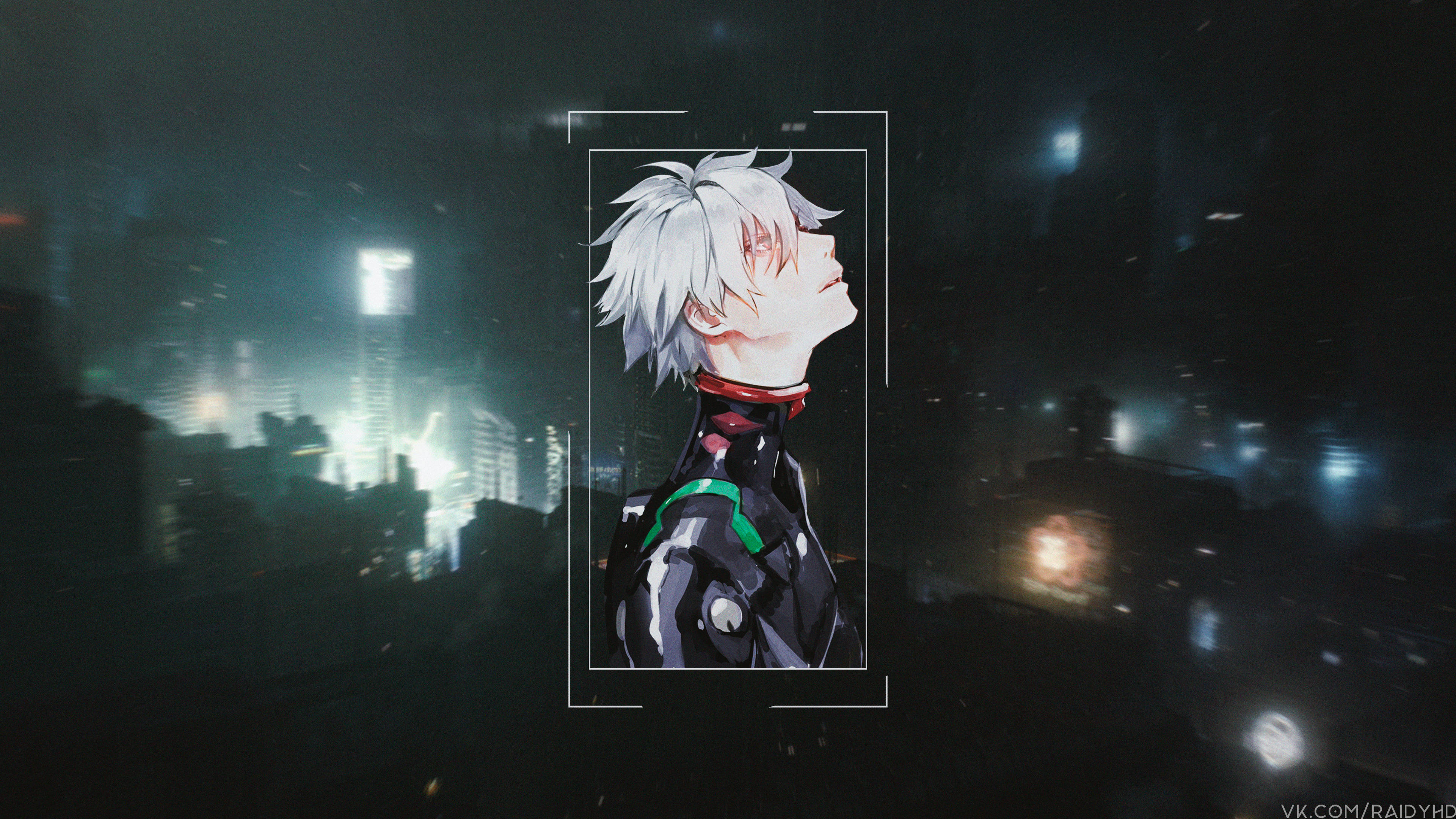 Kaworu Nagisa, white-haired, black suit, 4K Desktop Wallpaper