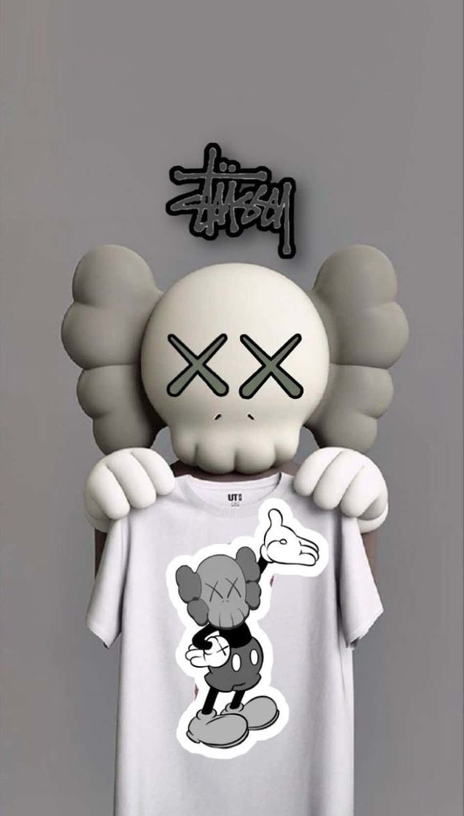 Kaws, black and white, white t-shirt, HD Phone Wallpaper