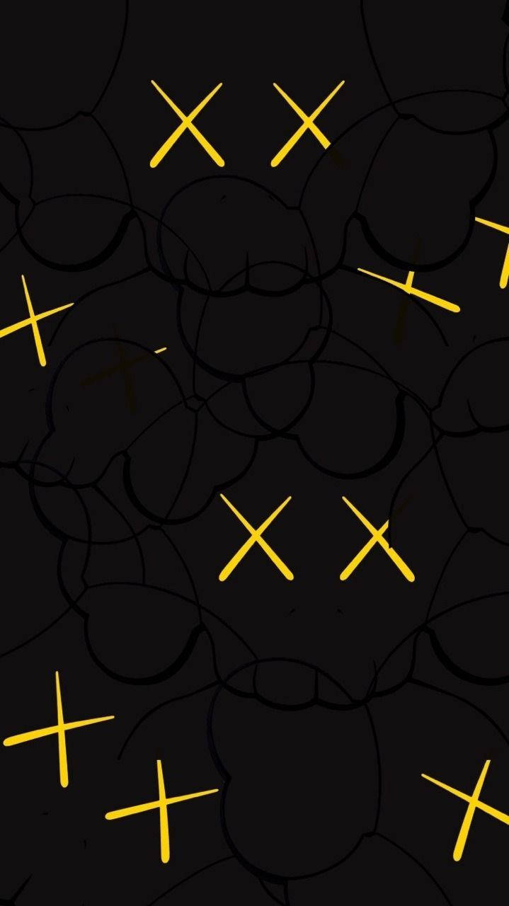Kaws 4K, yellow eyes, bold yellow crosses, HD Phone Wallpaper