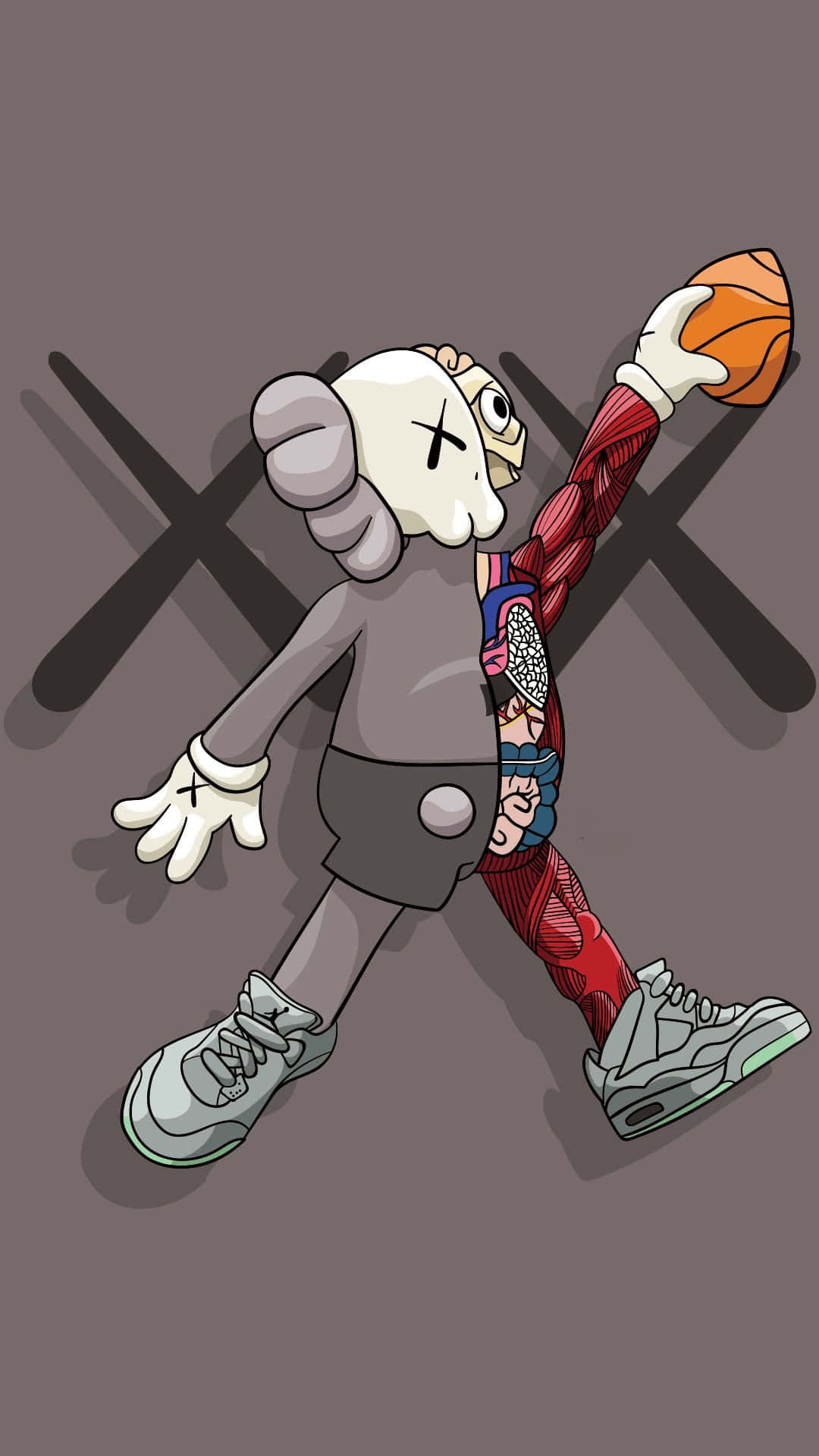 Kaws, black and white, skull head, Full HD Phone Wallpaper