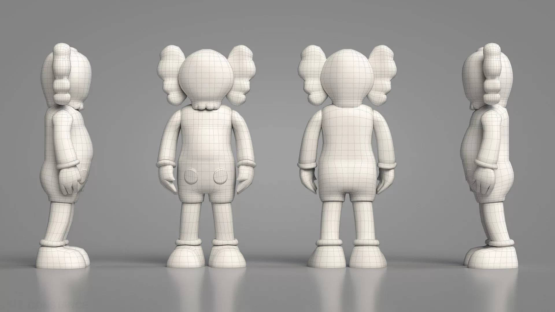 Kaws, PC 3D Grid Figures, white, Full HD Desktop Wallpaper