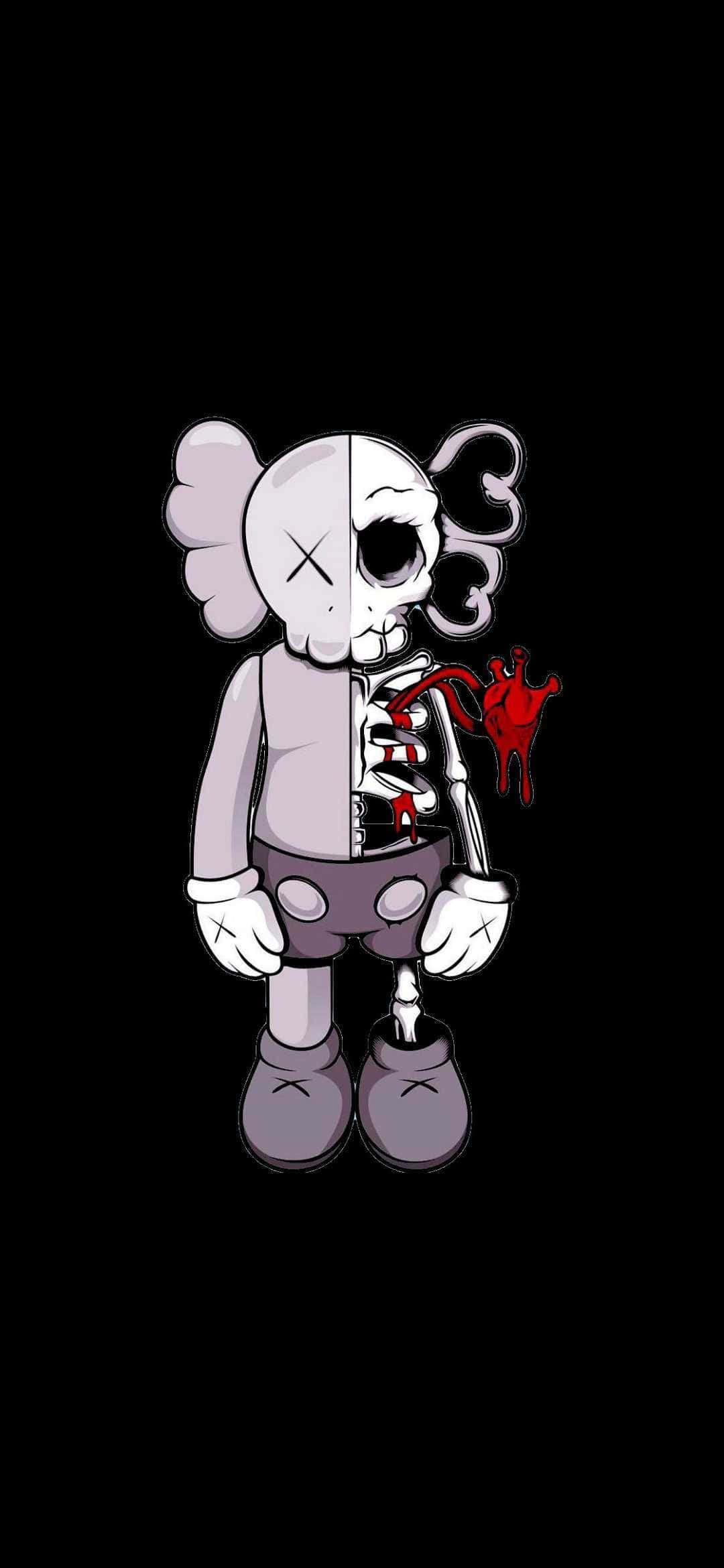 KAWS, split-faced, cartoonish, Full HD Phone Wallpaper
