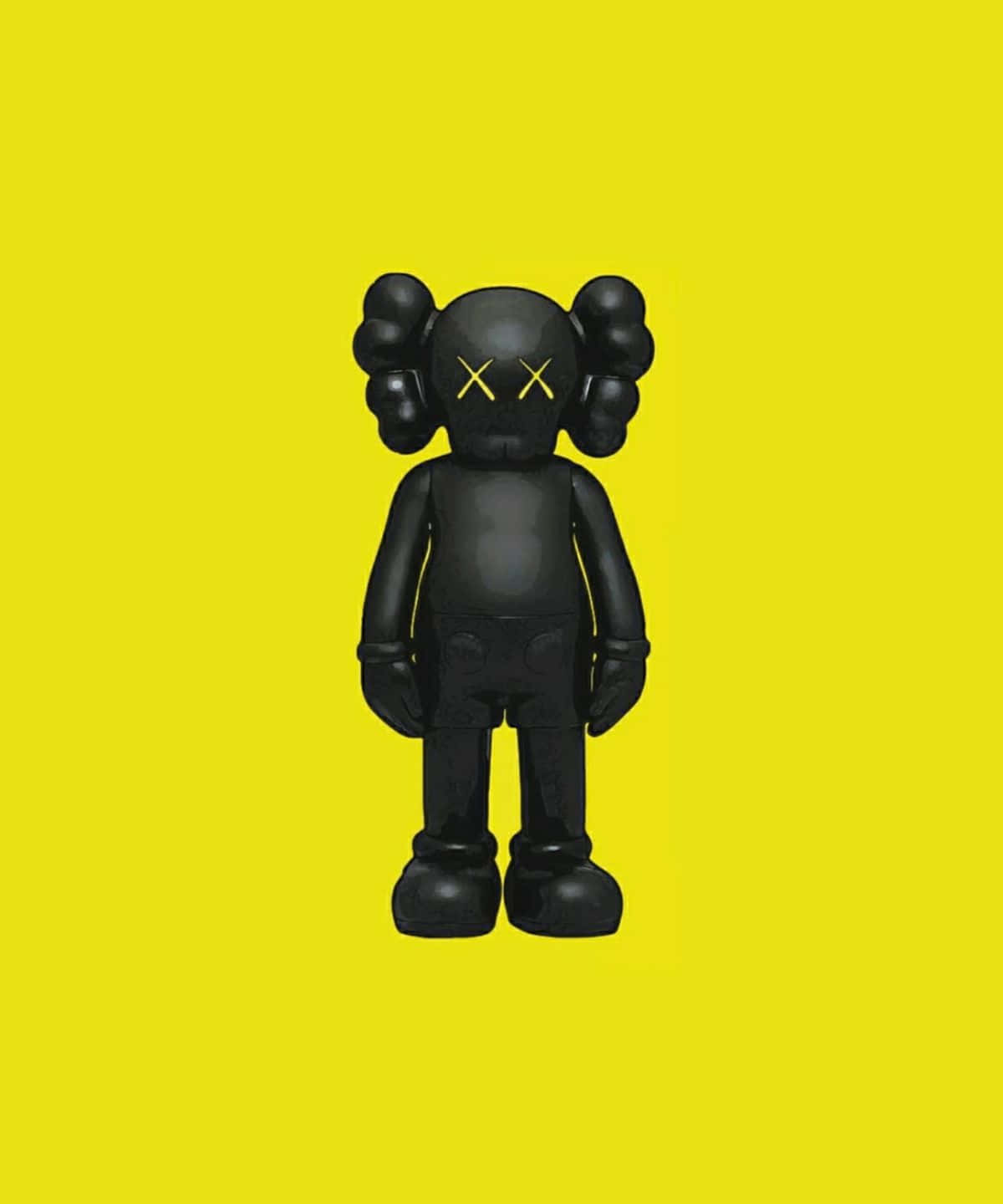 KAWS figure, X eyes, glossy black, HD Phone Wallpaper