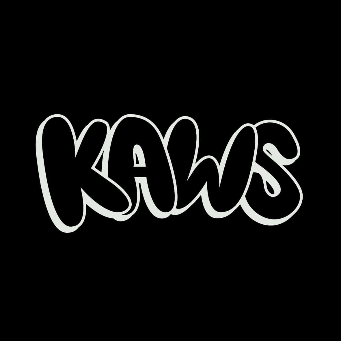 KAWS, white graffiti-style, black background, SD Desktop Wallpaper
