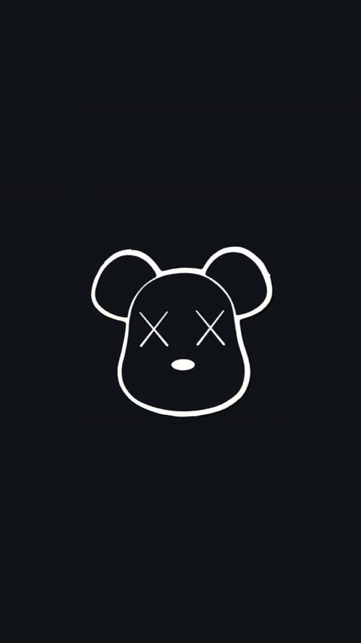 Kaws, black and white, bear face, HD Phone Wallpaper