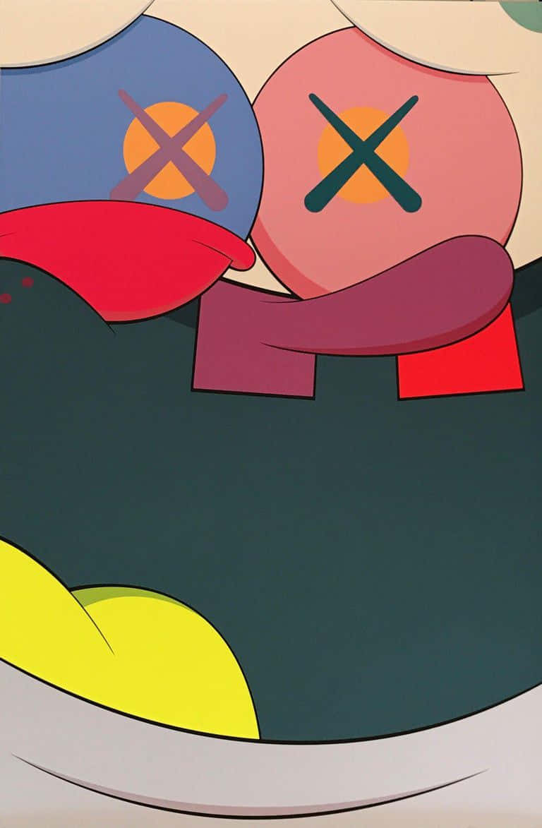 Kaws Bearbrick, X eyes, red scarves, SD Phone Wallpaper