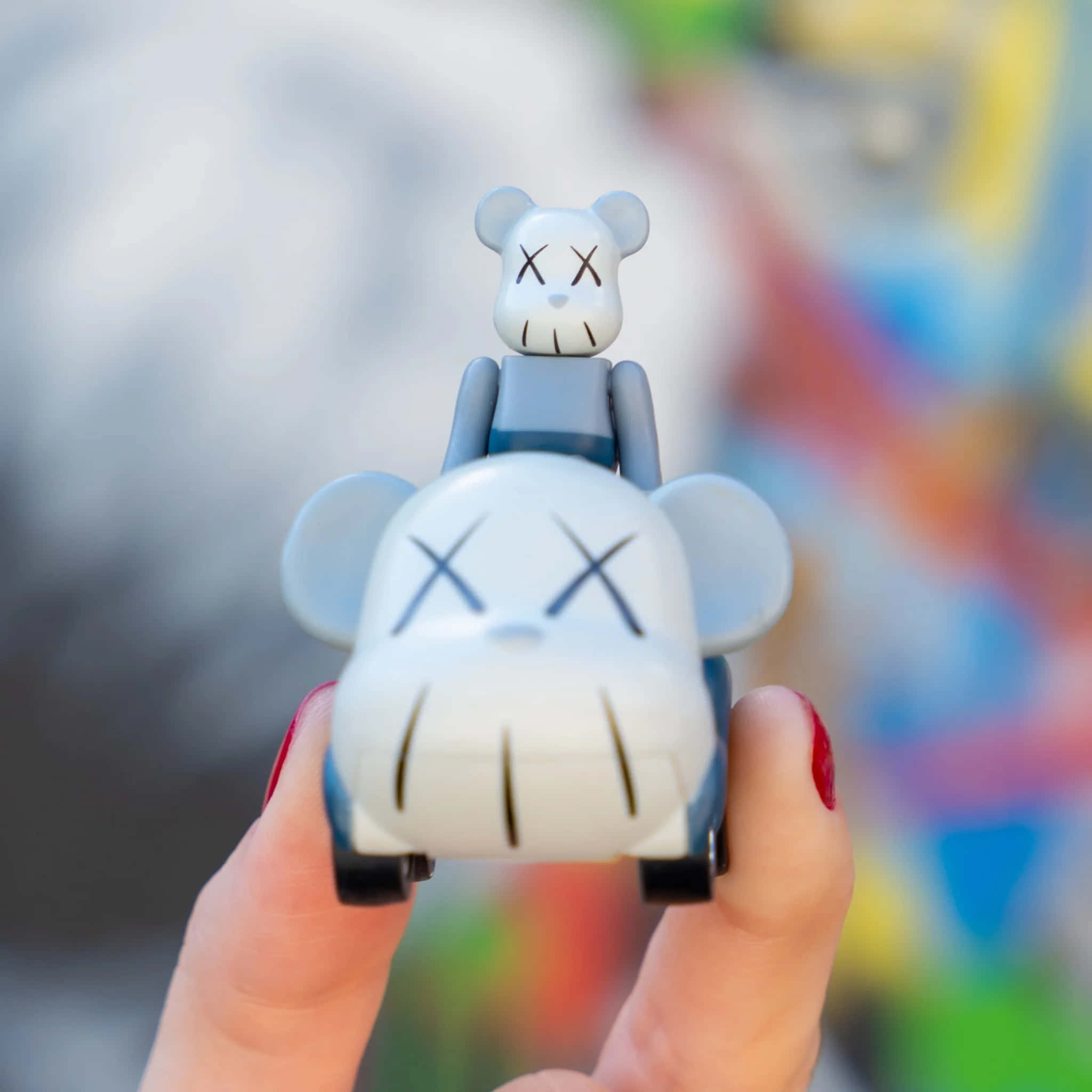 Kaws Bearbrick, white, matching car, Full HD Desktop Wallpaper