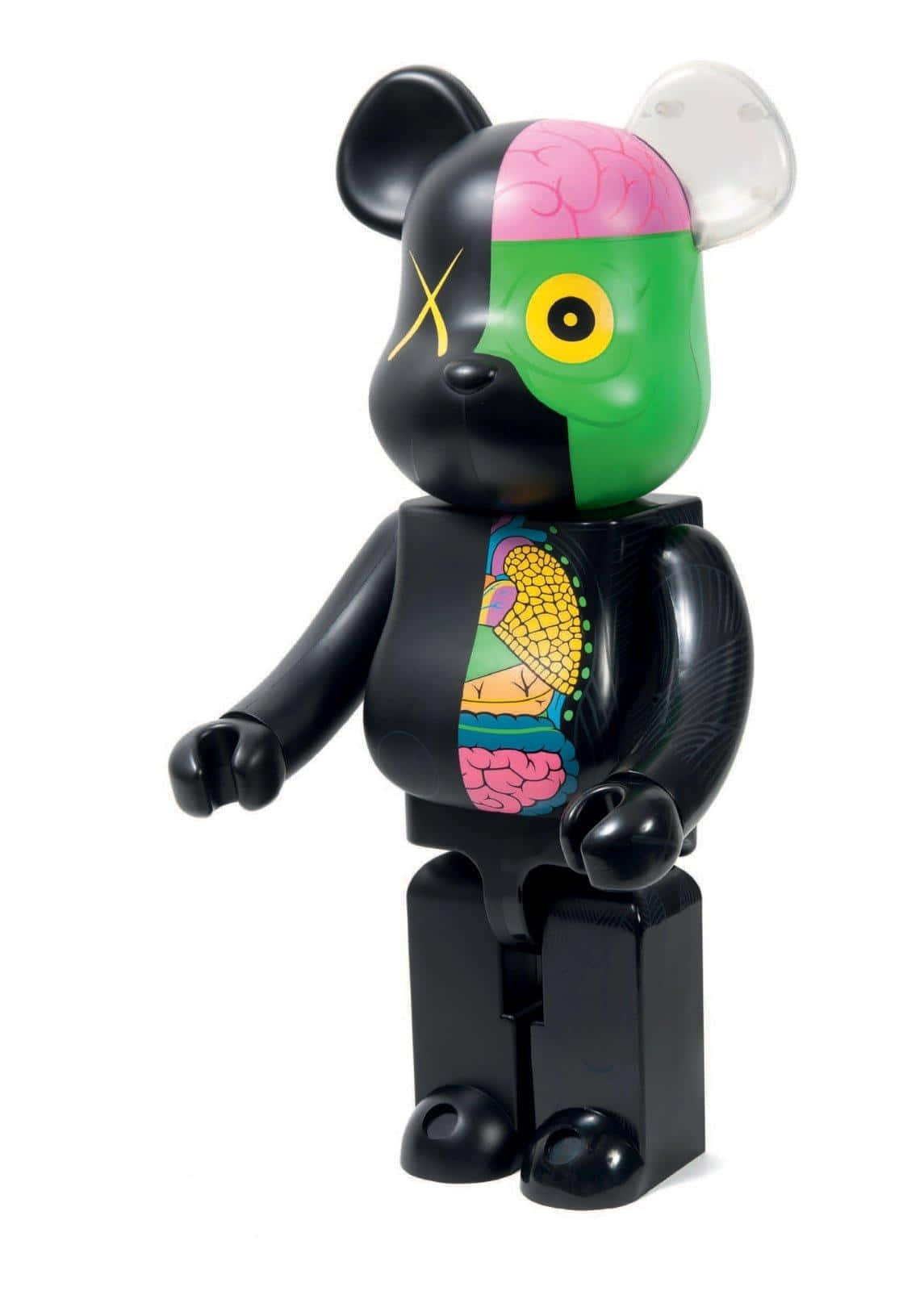 Kaws Bearbrick, black bear figurine, pink brain, HD Phone Wallpaper