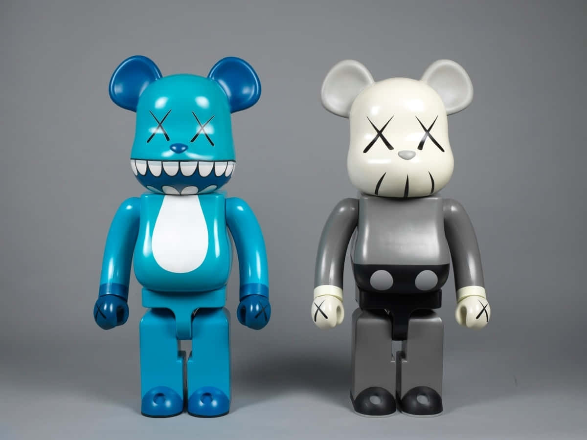 Kaws Bearbrick, blue, gray, SD Desktop Wallpaper
