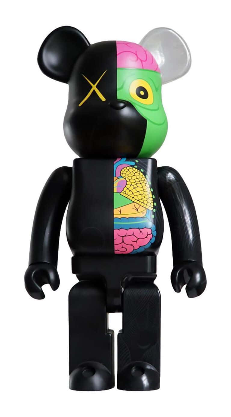 Kaws Bearbrick, black bear toy, colorful internal organs, HD Phone Wallpaper