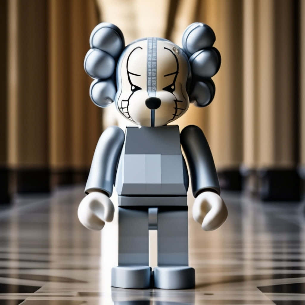 Kaws Bearbrick, gray, stitched face, SD Desktop Wallpaper