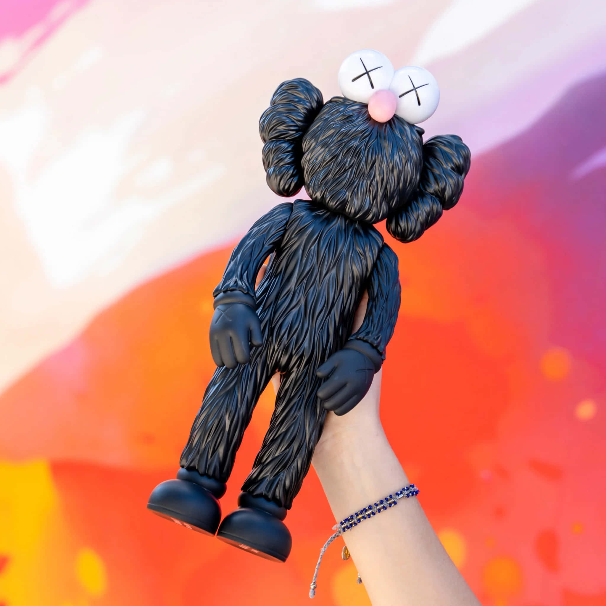 Kaws Bff Black, black textured KAWS figure, crossed eye sockets, Full HD Desktop Wallpaper