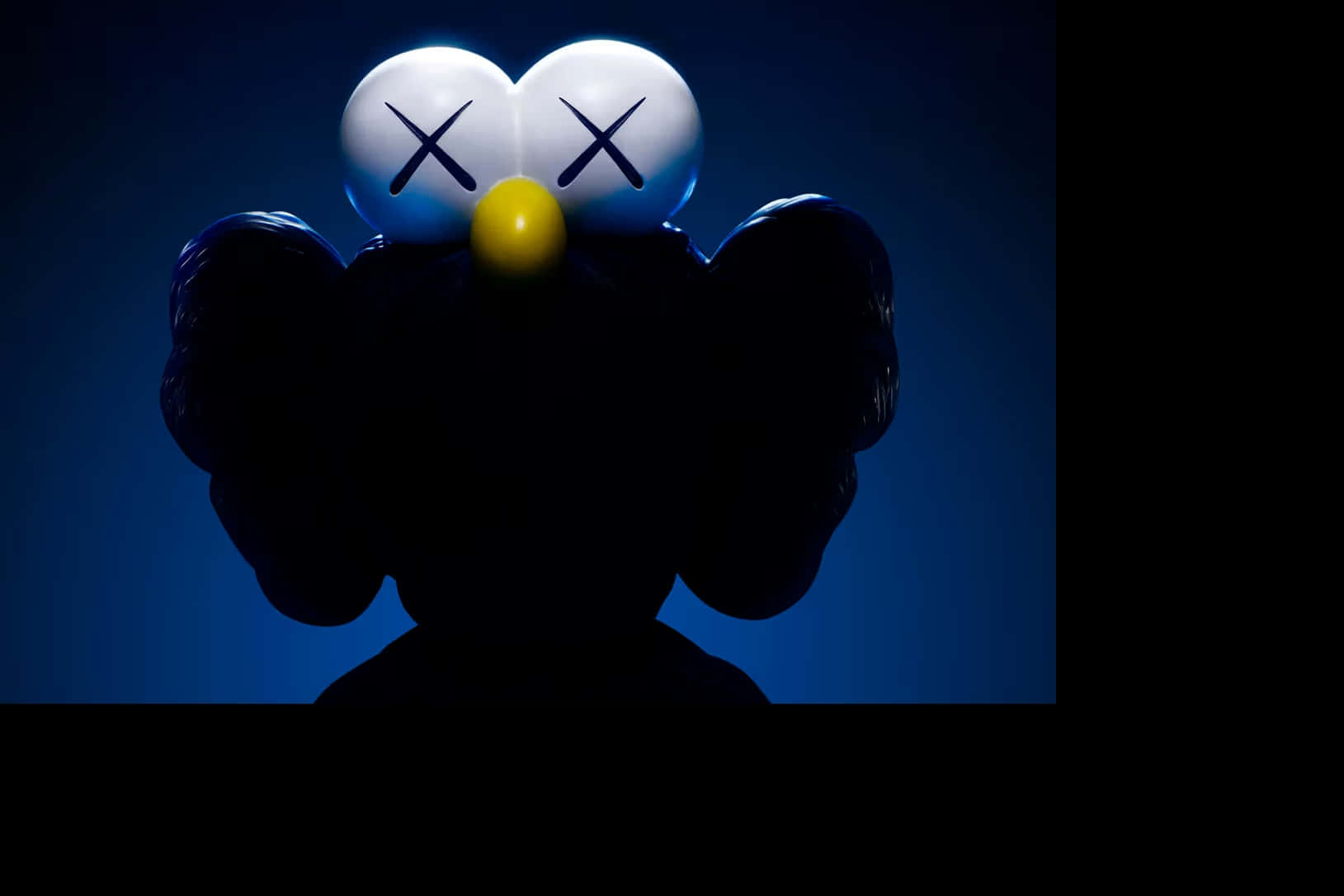 Kaws BFF Black, glowing white eyes, black X's, HD Desktop Wallpaper
