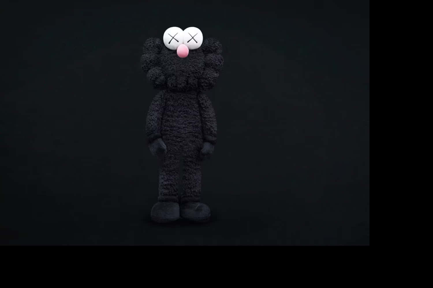 Kaws BFF Black Figure, black fluffy KAWS character, white crossed eyes, HD Desktop Wallpaper