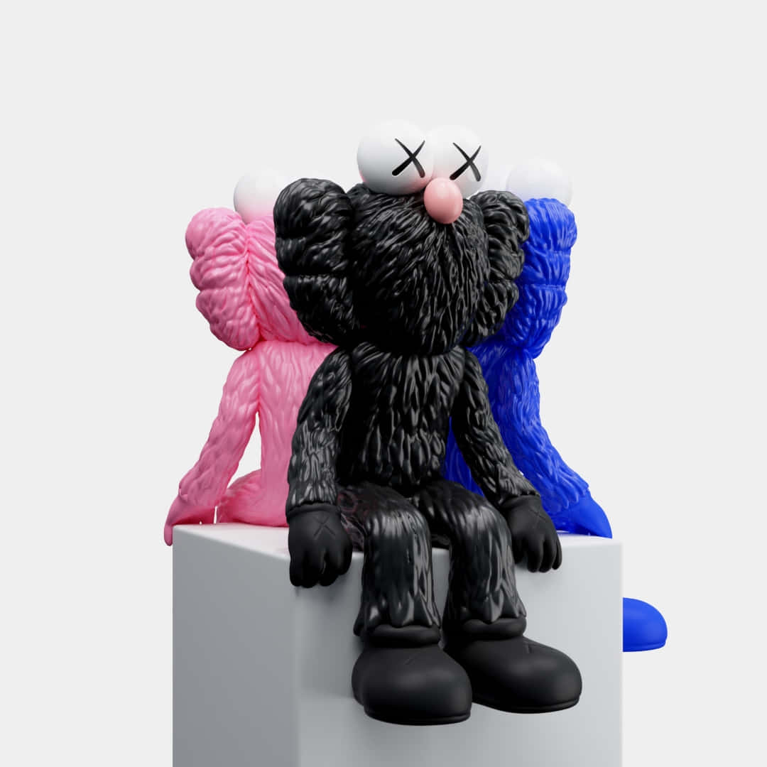 KAWS BFF Black, X eyes, white pedestal, SD Desktop Wallpaper