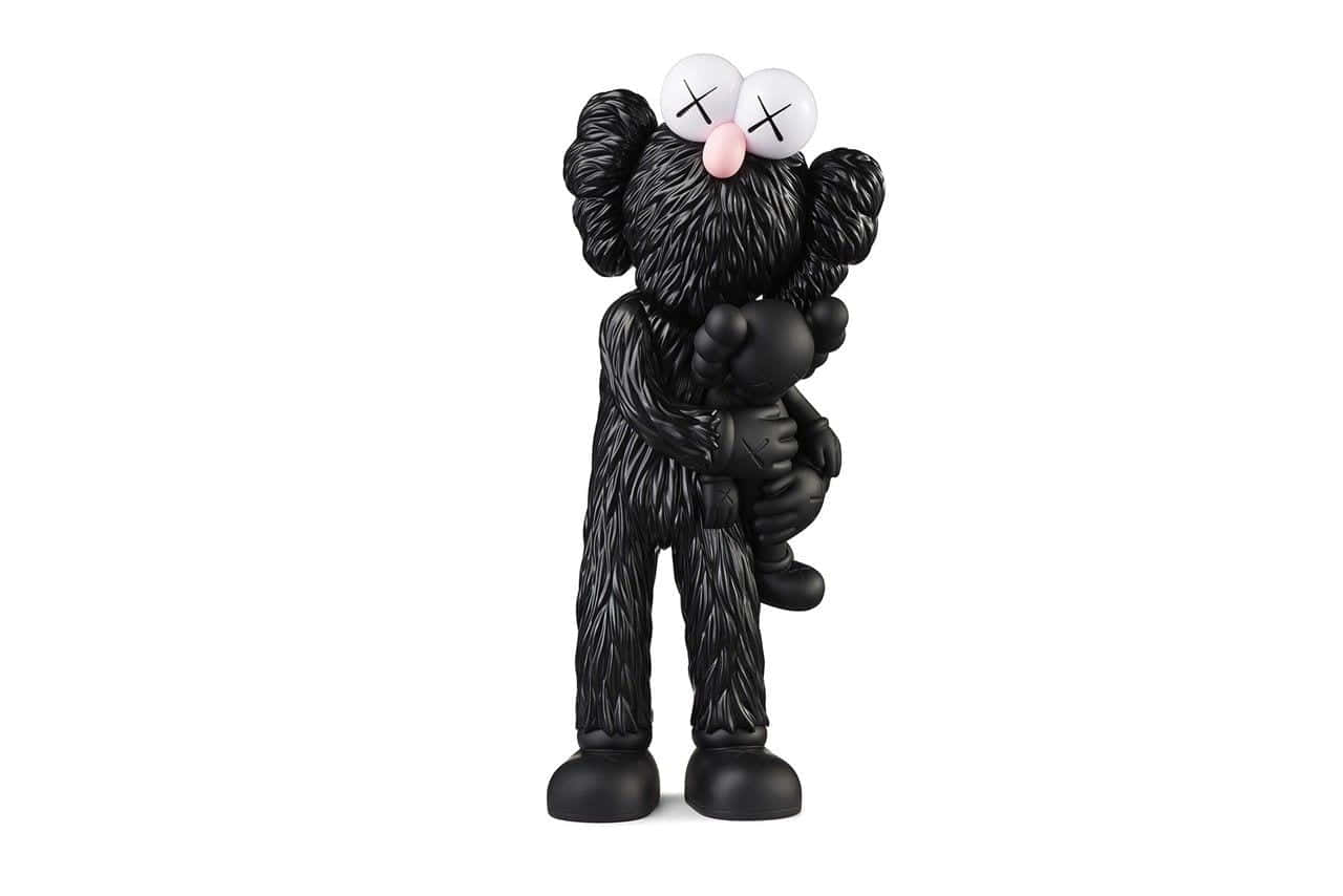 KAWS BFF Black, glossy black, crossed eyes, HD Desktop Wallpaper